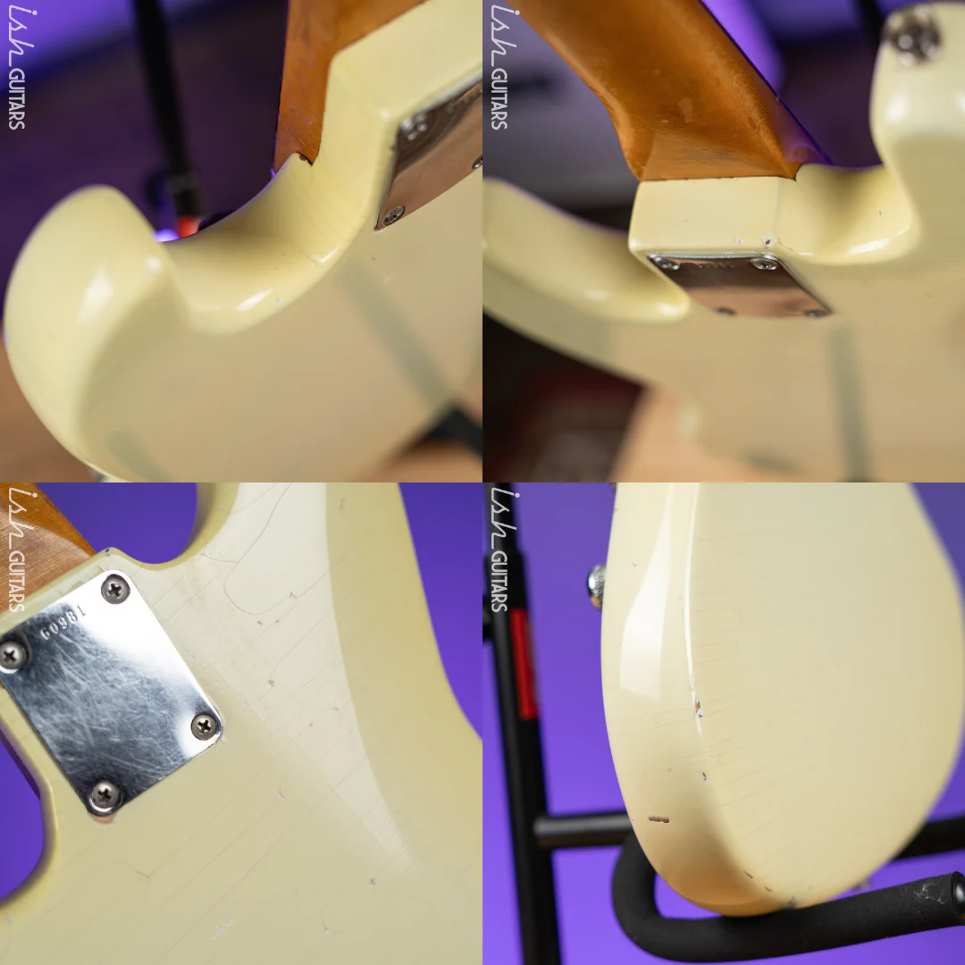1961 Fender Jazz Bass Refin Stacked Knobs Olympic White - Image 19