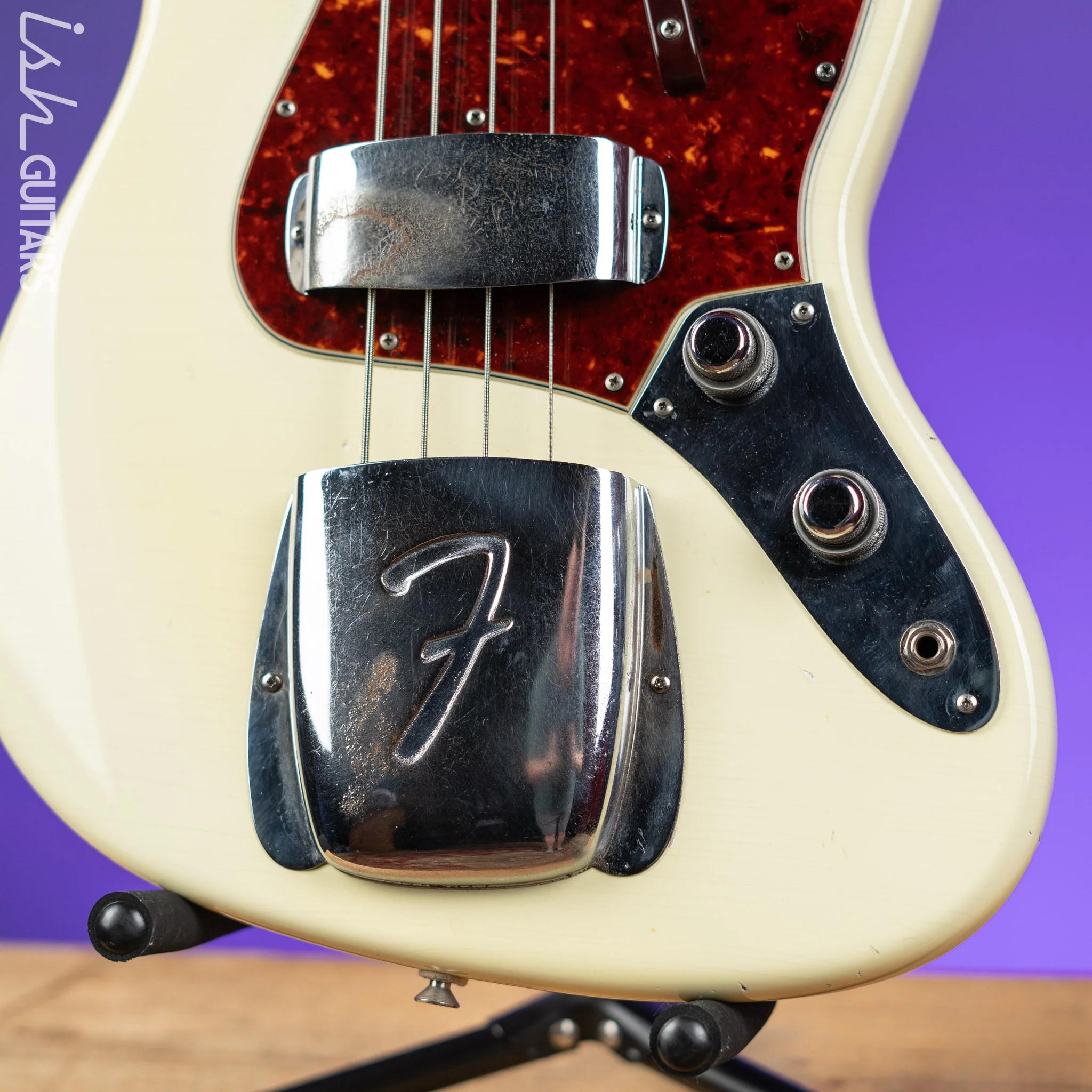 1961 Fender Jazz Bass Refin Stacked Knobs Olympic White - Image 4