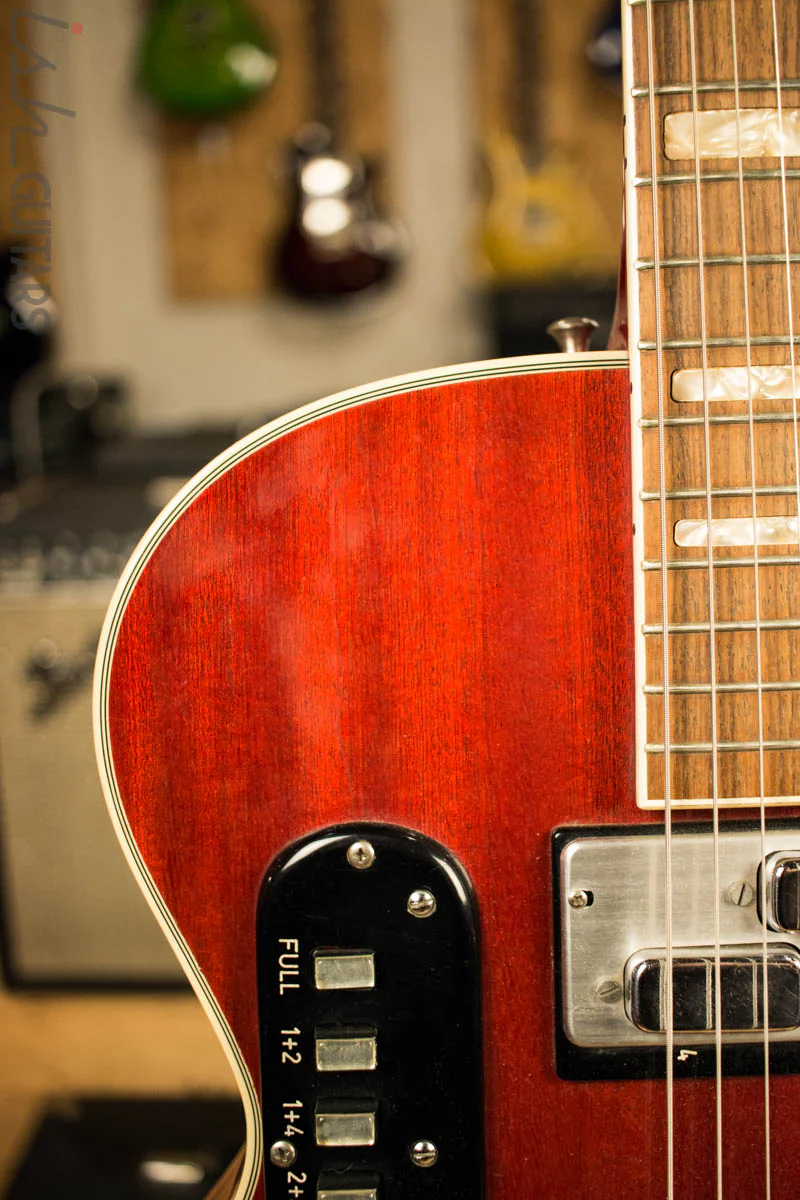 1963 Goya Rangemaster Semi Hollow Electric Guitar Cherry Finish - Image 3