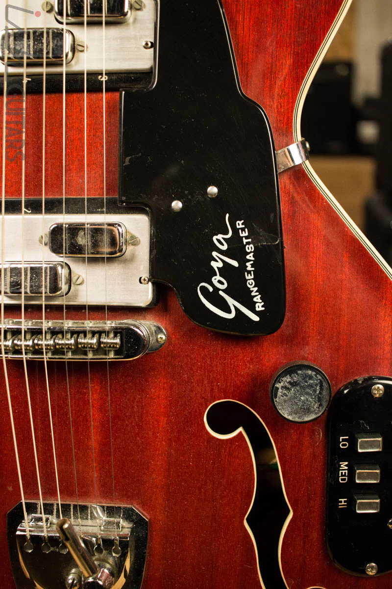 1963 Goya Rangemaster Semi Hollow Electric Guitar Cherry Finish - Image 4