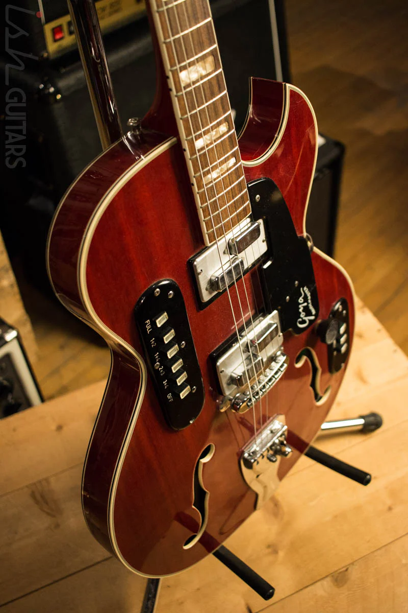 1963 Goya Rangemaster Semi Hollow Electric Guitar Cherry Finish - Image 6