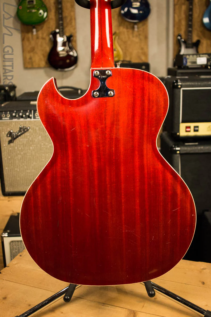 1963 Goya Rangemaster Semi Hollow Electric Guitar Cherry Finish - Image 7
