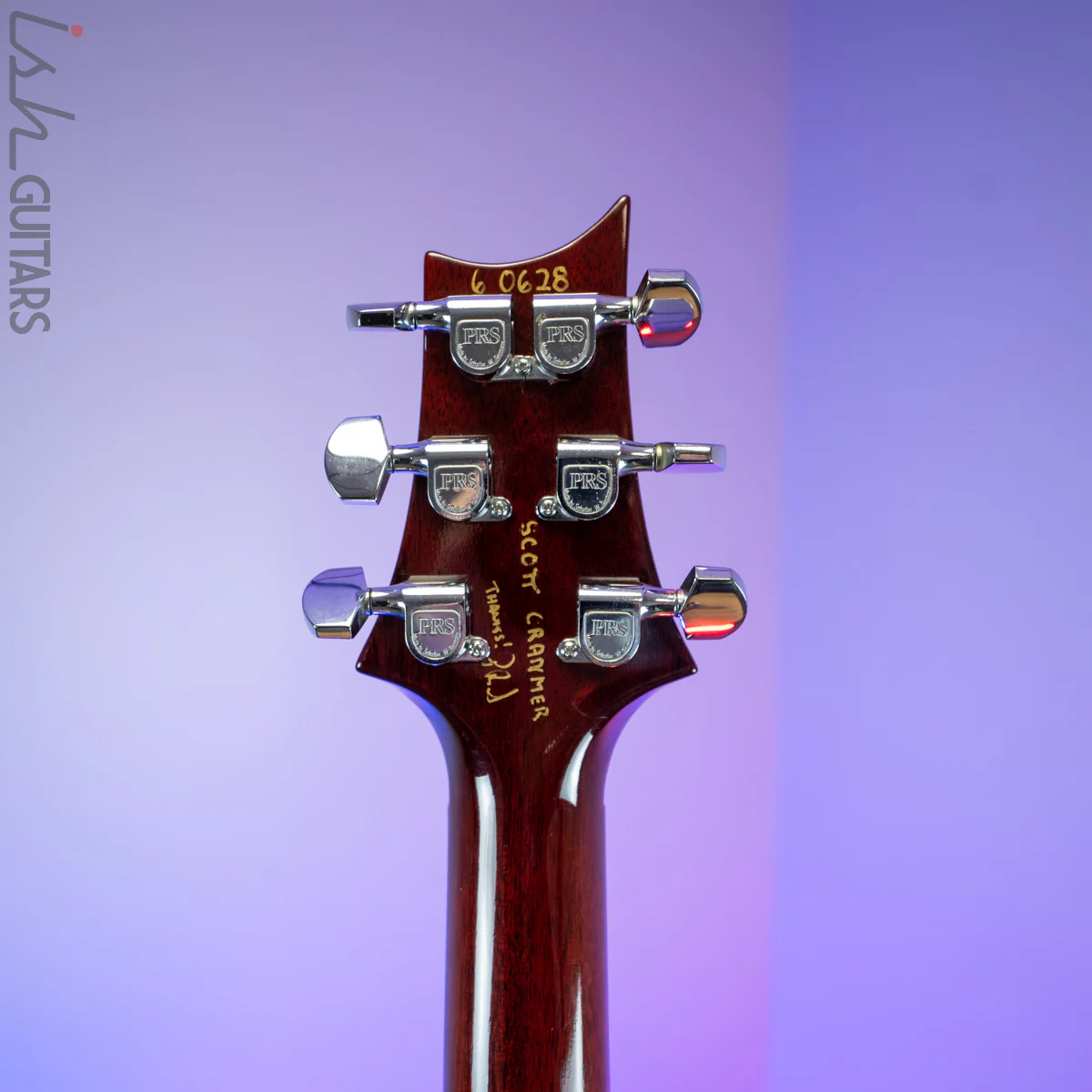1986 PRS Custom 24 1-Piece Top Birds Hand Signed Dark Cherry Sunburst - Image 12