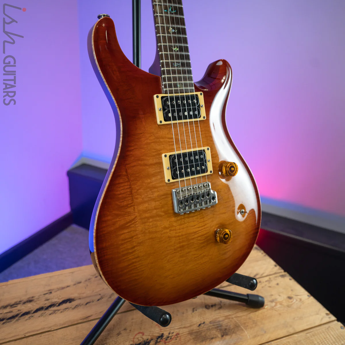1986 PRS Custom 24 1-Piece Top Birds Hand Signed Dark Cherry Sunburst - Image 5