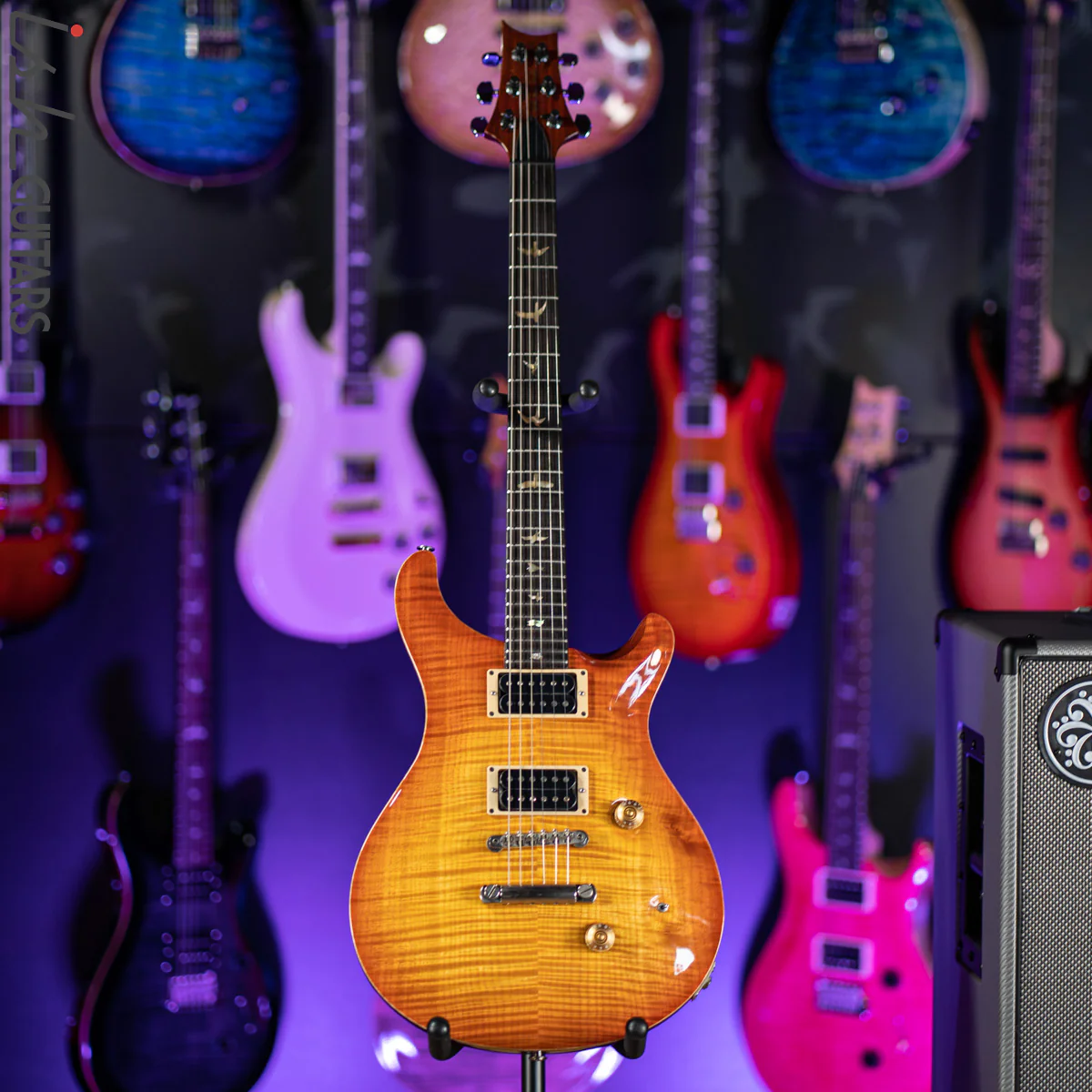 1989 PRS Custom 24 RARE Factory 2 Piece Stoptail 10 Top Sunburst - Image 2