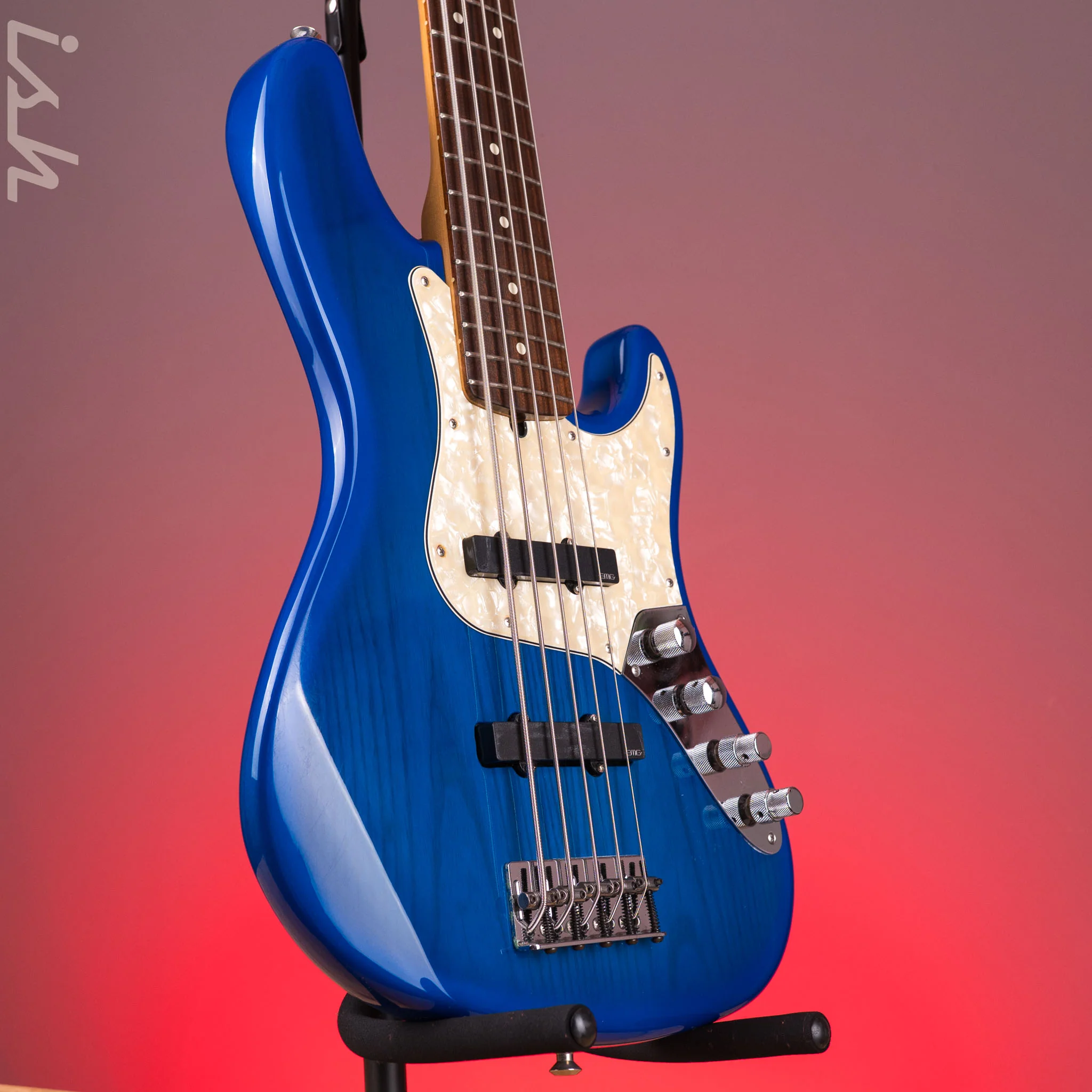 1996 Fender 50th Anniversary USA Jazz Bass Deluxe Active Blue Burst w/ EMG Pickups & Preamp - Image 3