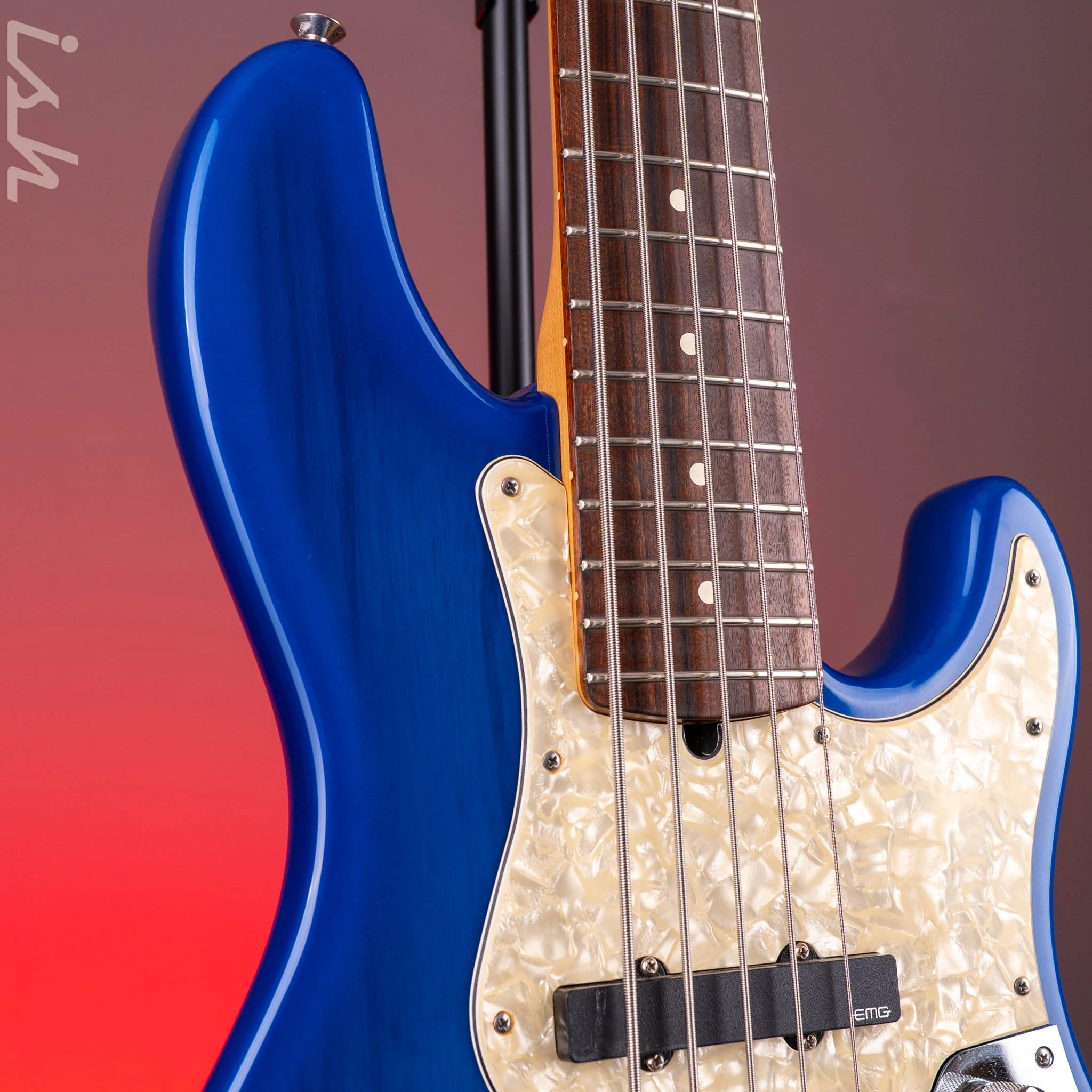 1996 Fender 50th Anniversary USA Jazz Bass Deluxe Active Blue Burst w/ EMG Pickups & Preamp - Image 4