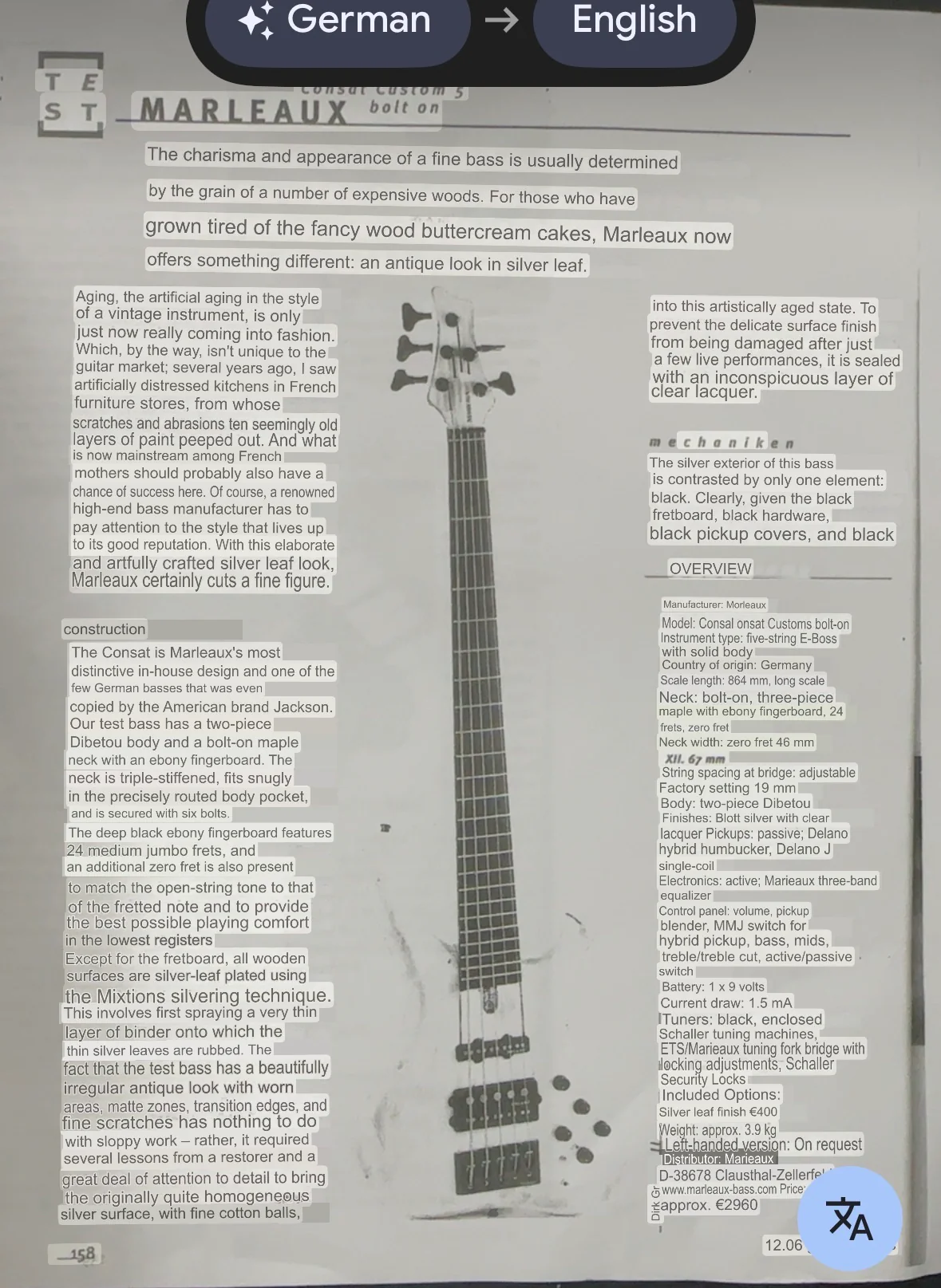 2007 Marleaux Consat Custom 5 Bolt-On Silver Plated - Image 20