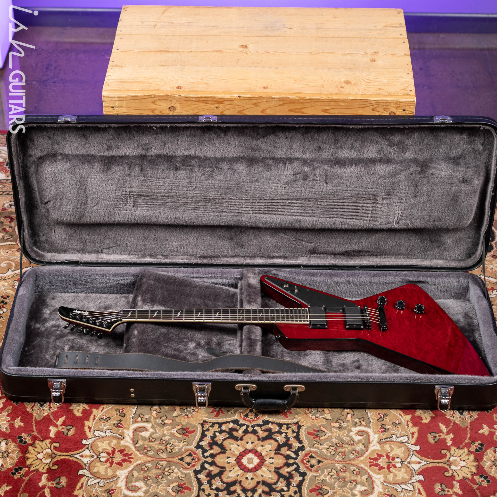 2008 Epiphone Prophecy Futura Custom Explorer Black Cherry - EMG PA-2 Preamp - Image 17
