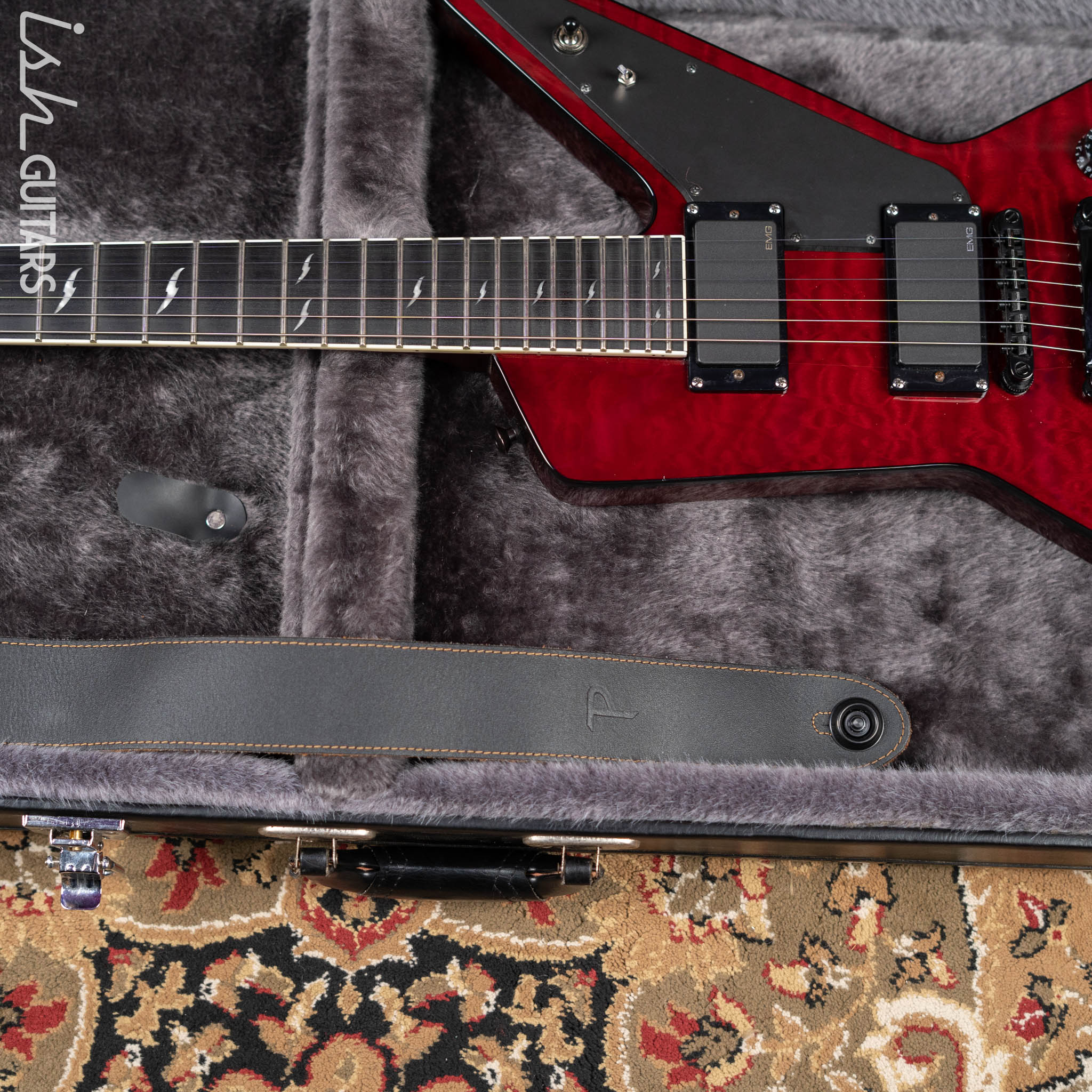 2008 Epiphone Prophecy Futura Custom Explorer Black Cherry - EMG PA-2 Preamp - Image 18
