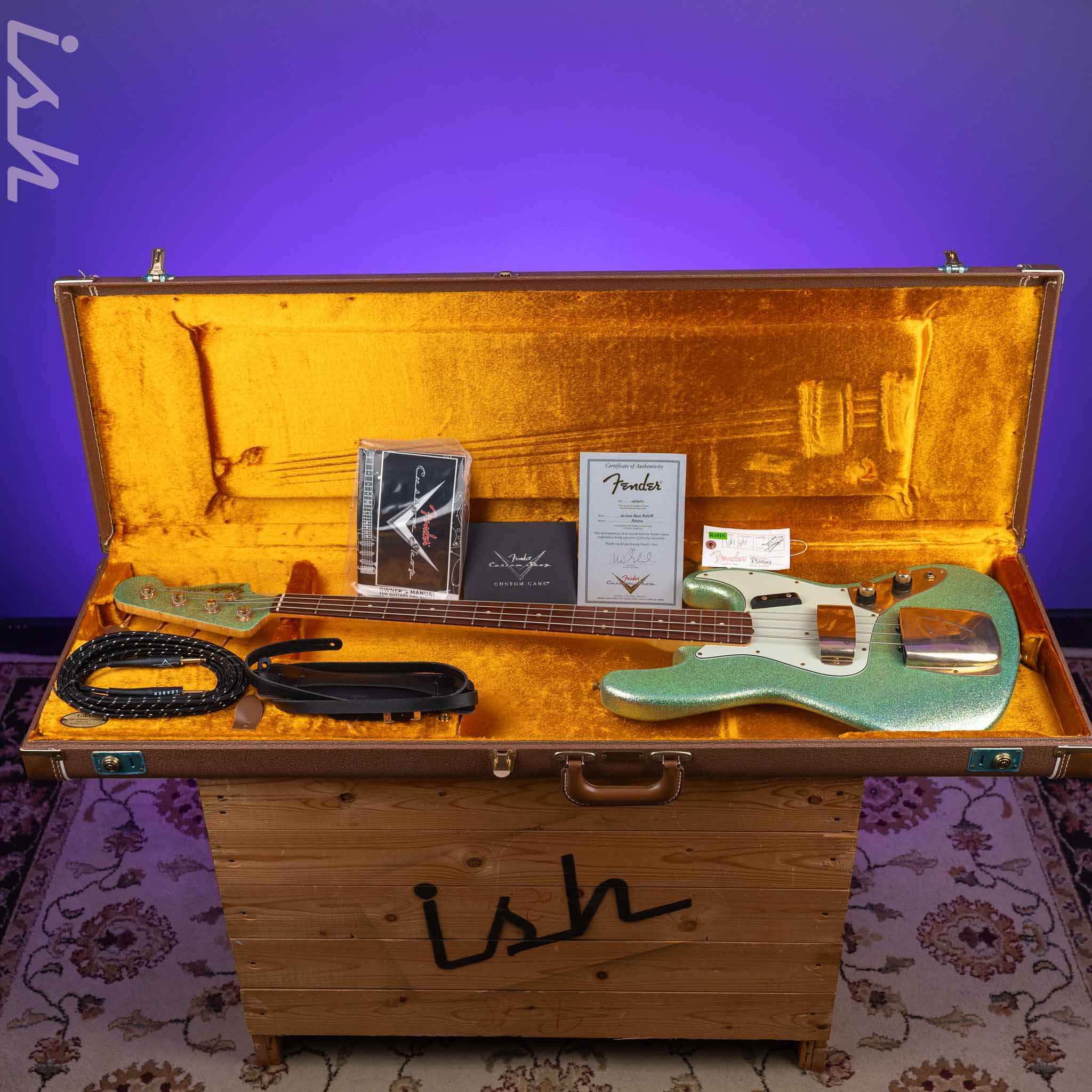 2010 Fender Custom Shop 1960 Jazz Bass Relic Seafoam Green Sparkle Gold Hardware - Image 15