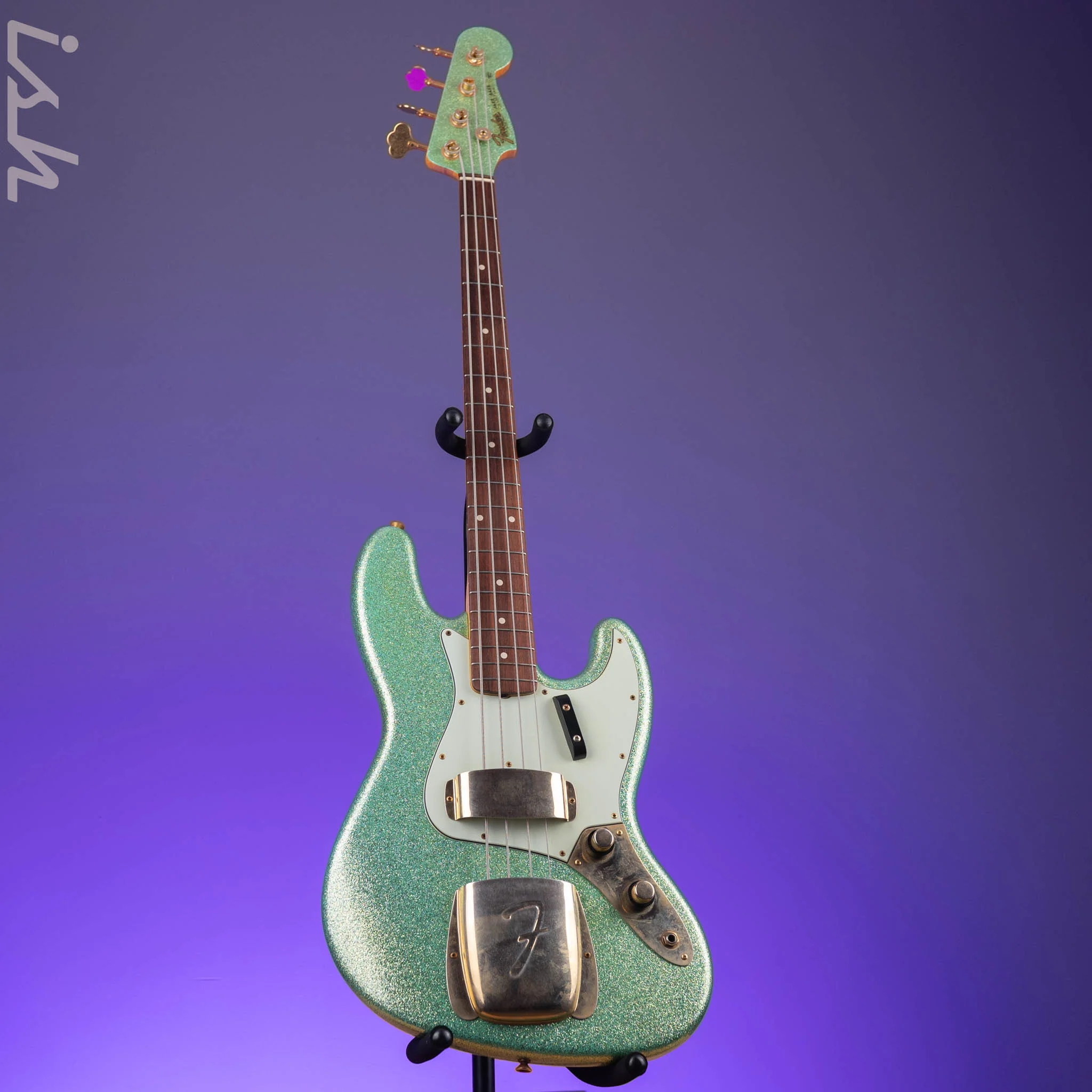 2010 Fender Custom Shop 1960 Jazz Bass Relic Seafoam Green Sparkle Gold Hardware - Image 2