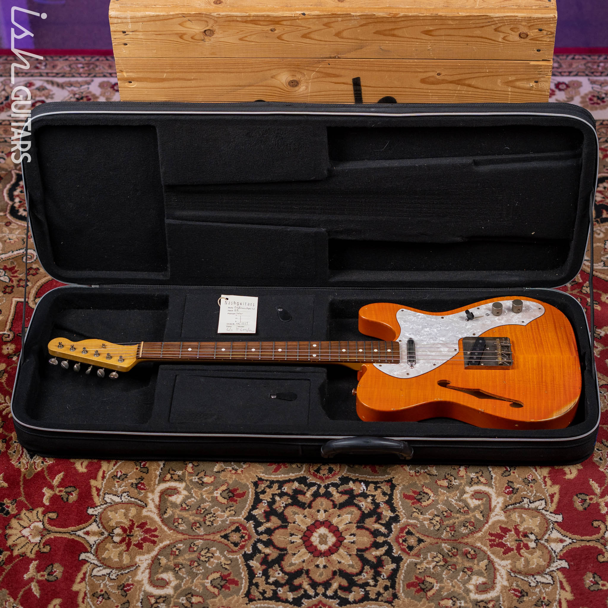 2011 Nashville Guitars T-69TL Thinline Tele Orange - Image 17