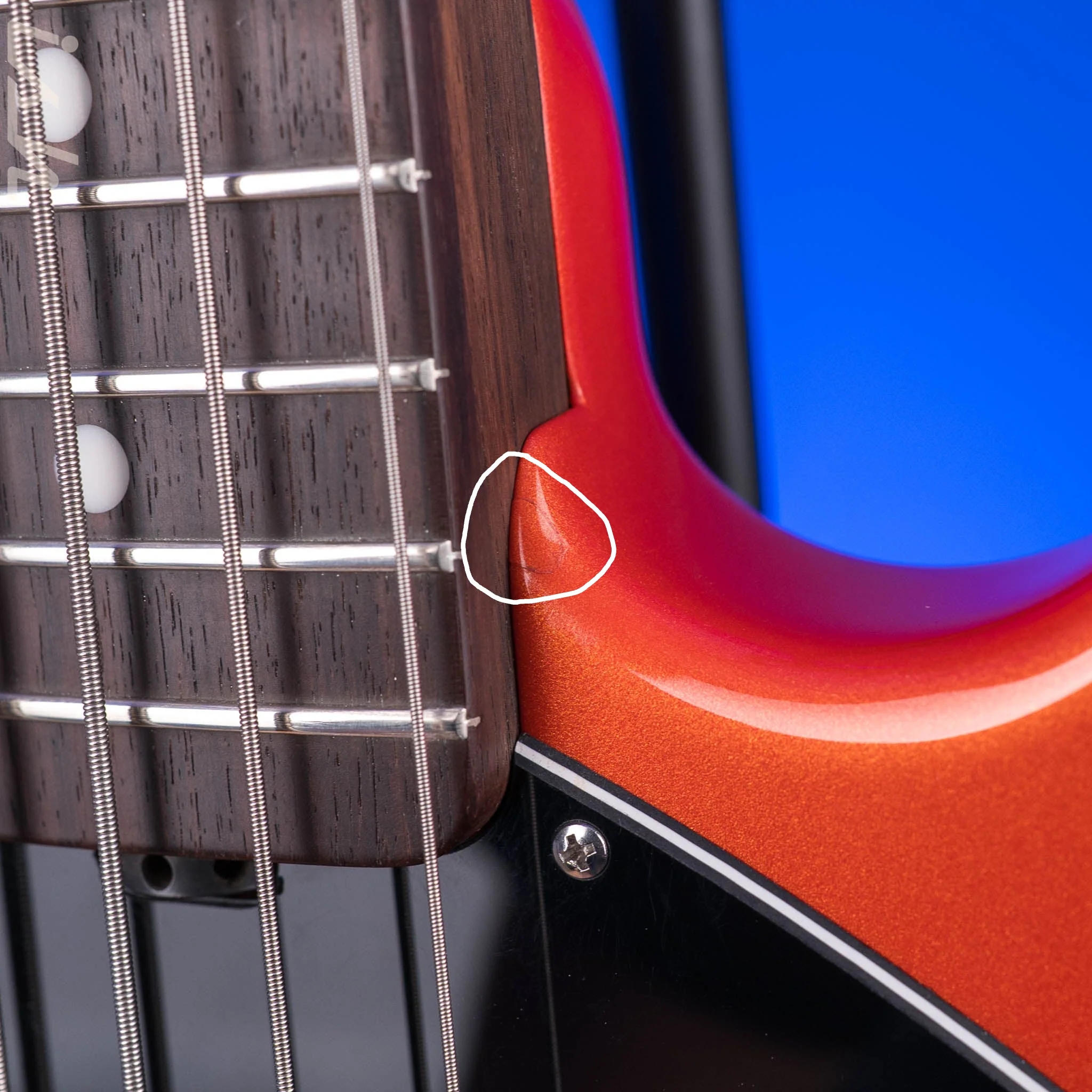 2014 Ernie Ball Music Man Big Al 5 H Tangerine Pearl *Solid Rosewood Neck* - Image 10