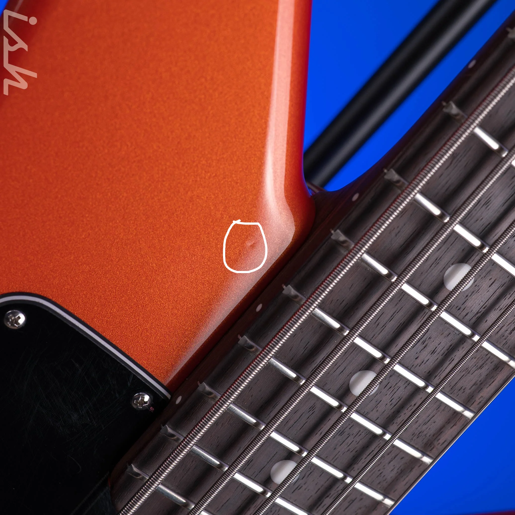 2014 Ernie Ball Music Man Big Al 5 H Tangerine Pearl *Solid Rosewood Neck* - Image 9