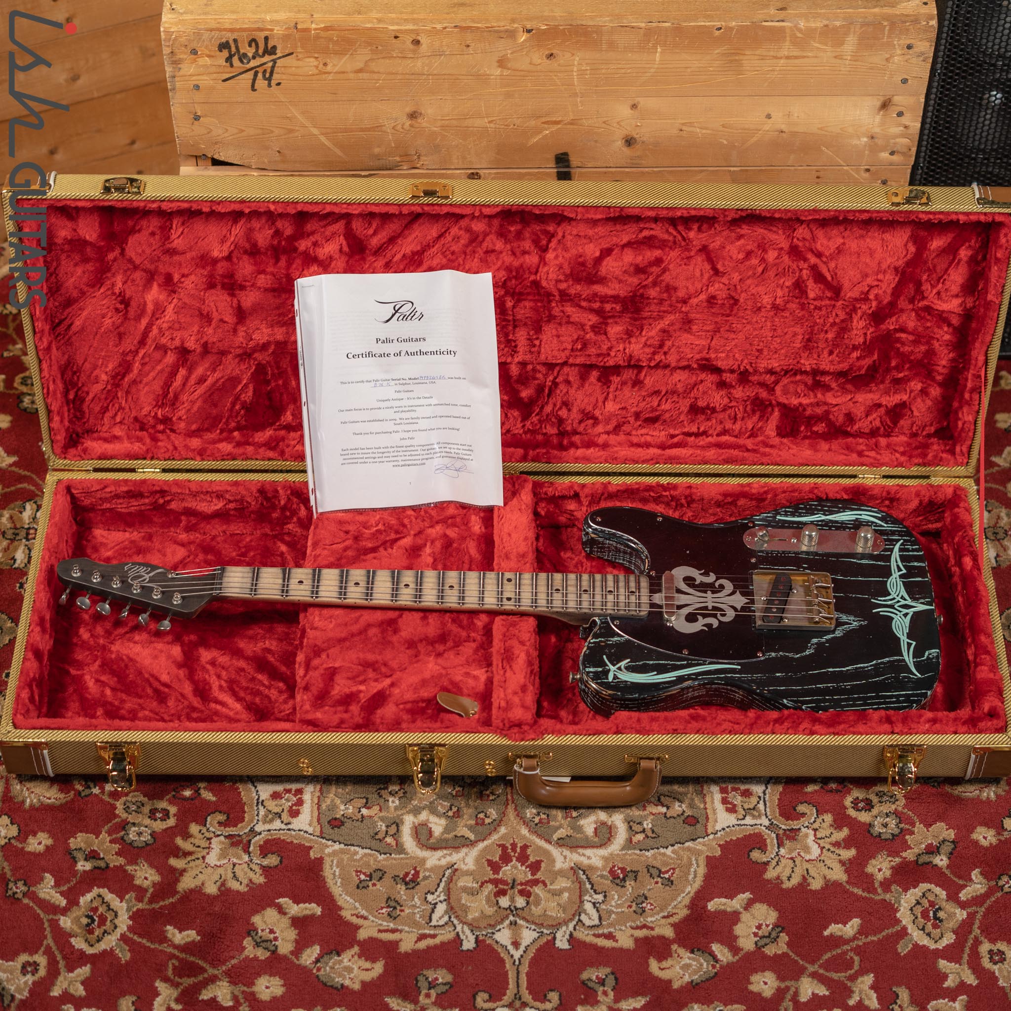 2015 Palir Pinstripe Titan Tele Aged Black/Kelly Green - Image 14