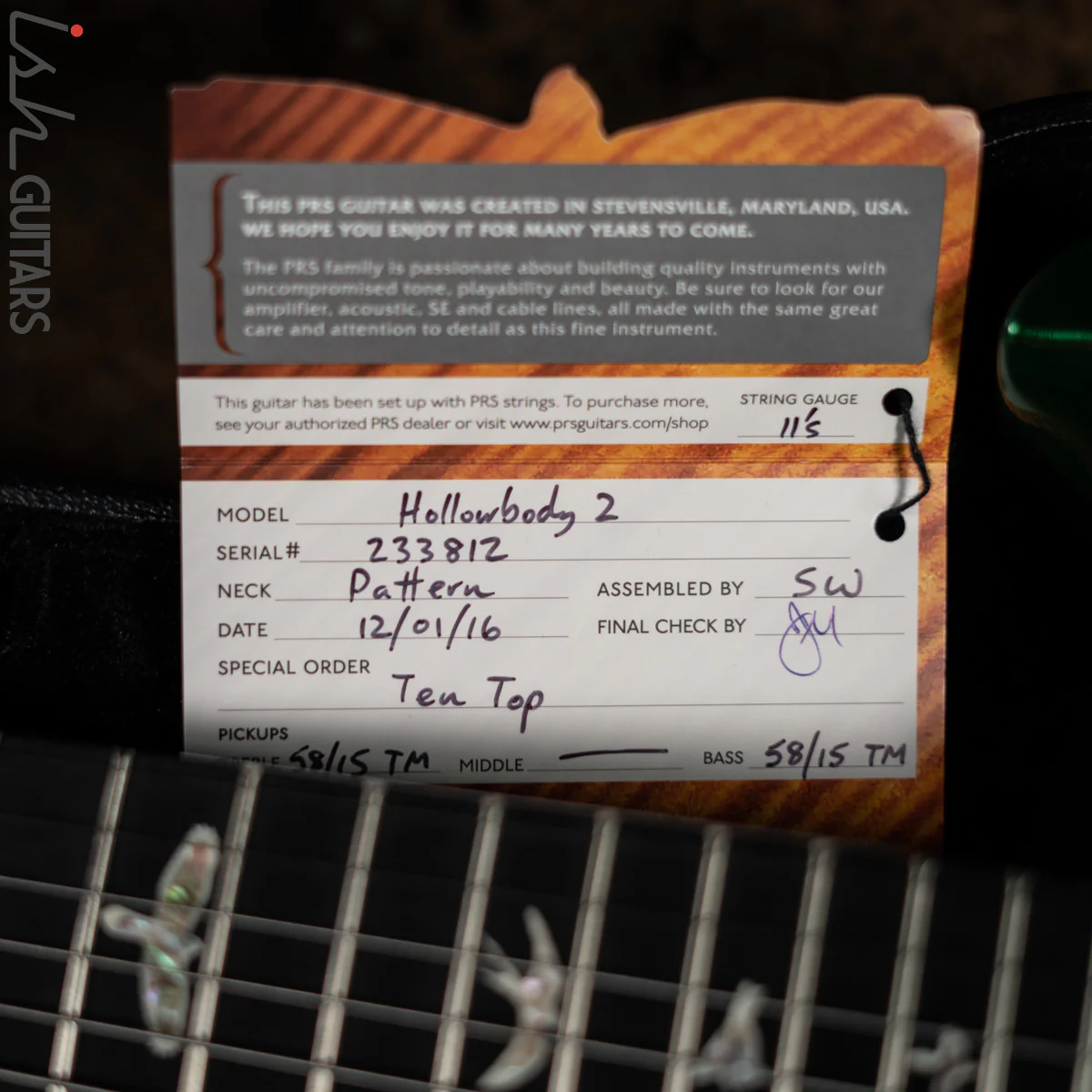 2016 PRS Hollowbody II Piezo Trampas Green Metallic Burst 10 Top - Image 14