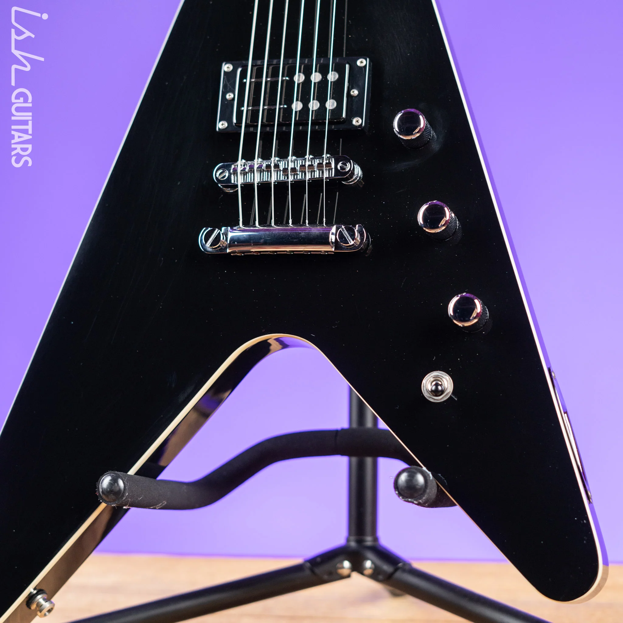 2016 Reverend Volcano RA Flying V Black - Image 4