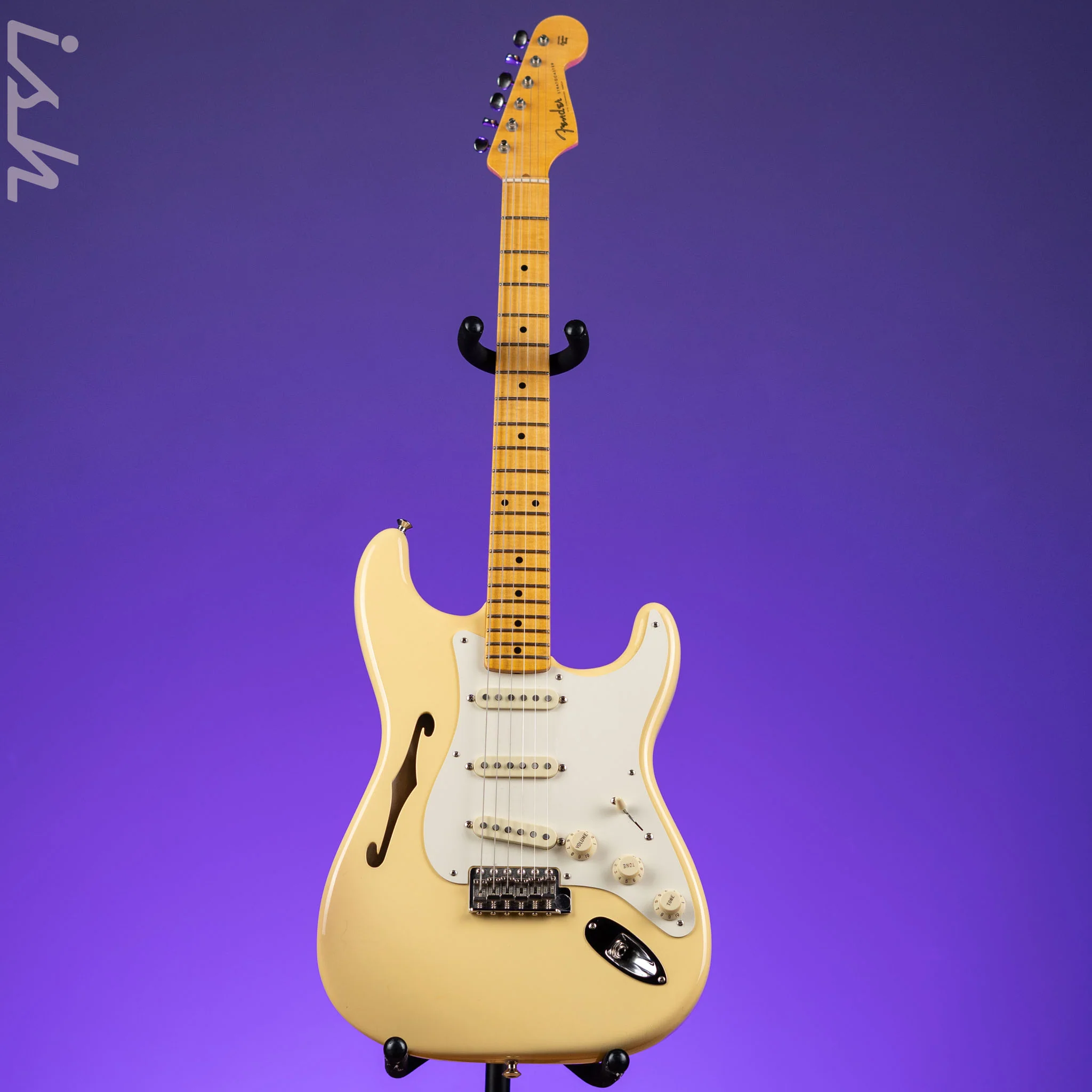 2018 Fender Eric Johnson Signature Thinline Strat Semi-Hollow Electric Guitar Vintage White - Image 2