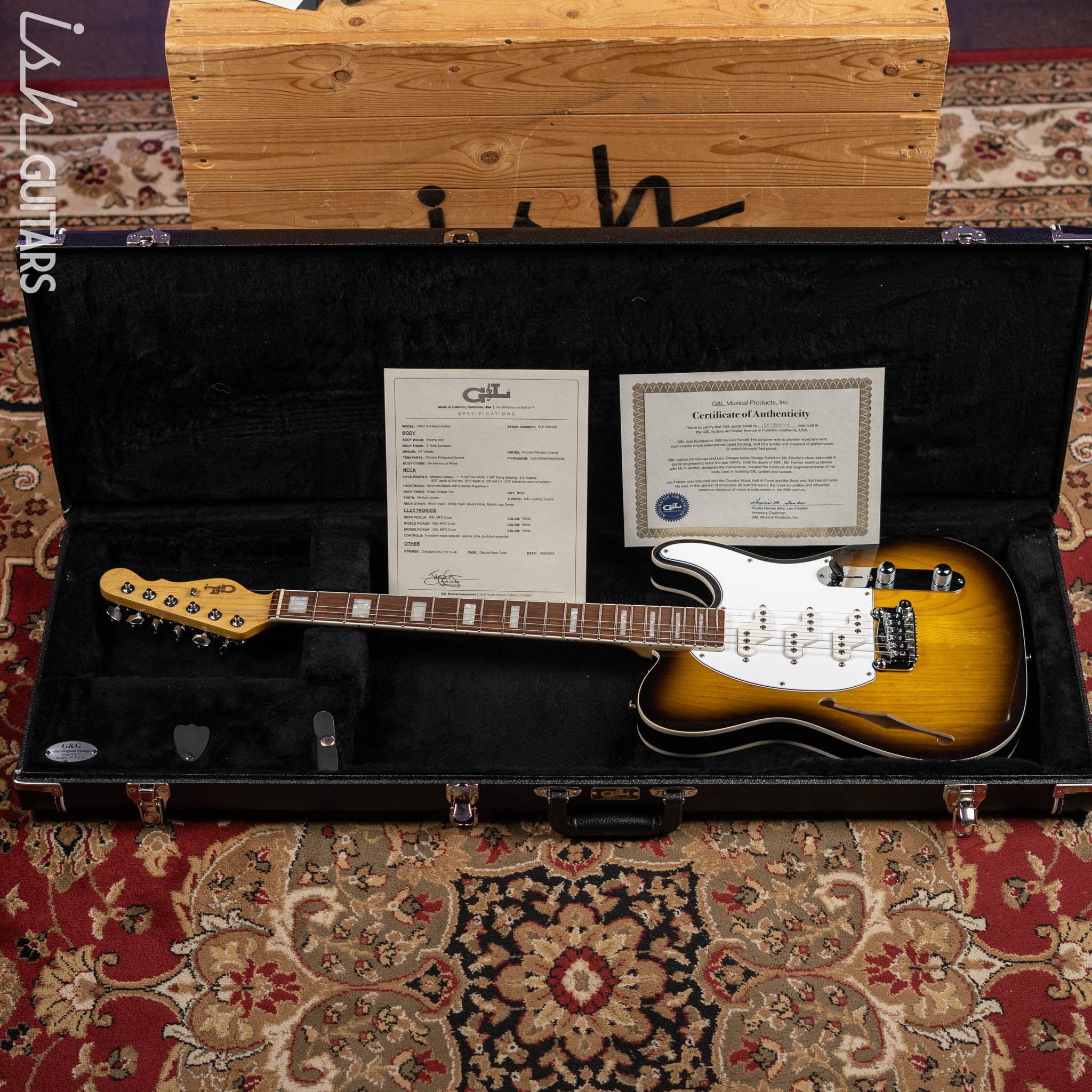 2018 G&L ASAT Z-3 Semi-Hollow 2-Tone Sunburst - Image 14