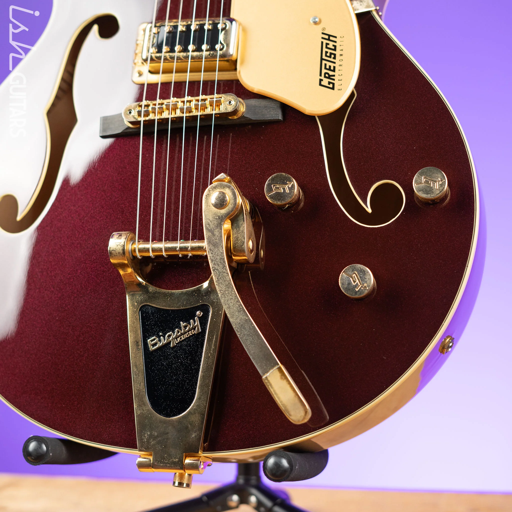 2018 Gretsch G420TG Electromatic 135th Anniversary LTD - Two Tone Dark Cherry Metallic on Casino Gold - Image 4