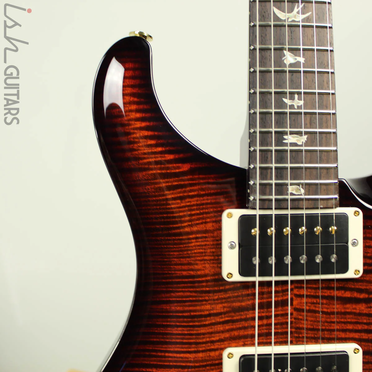 2018 PRS Paul Reed Smith Custom 24 Piezo 10 Top Dark Cherry Wrap Burst Custom Color - Image 4