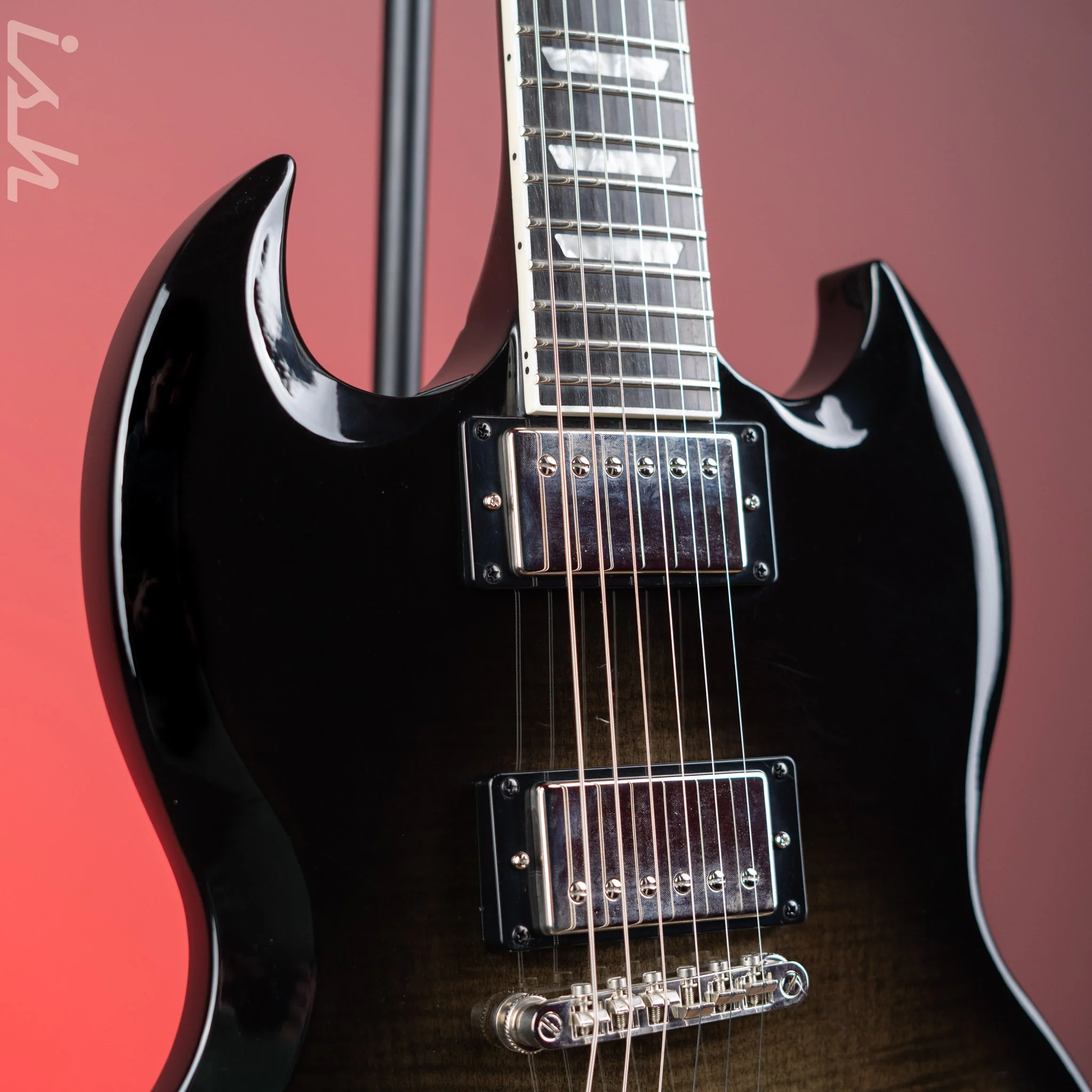 2019 Epiphone SG Modern Figured Flame Maple Top Electric Guitar Trans Black Fade - Image 3