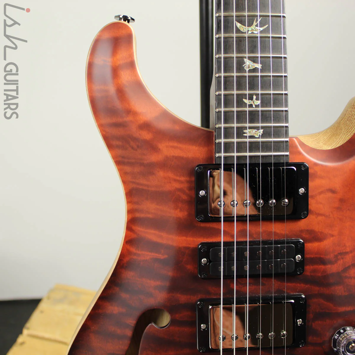 2019 Paul Reed Smith PRS Wood Library Special 22 Semi-Hollow 10 Top Red Black Fade 1 Piece Quilt - Image 5