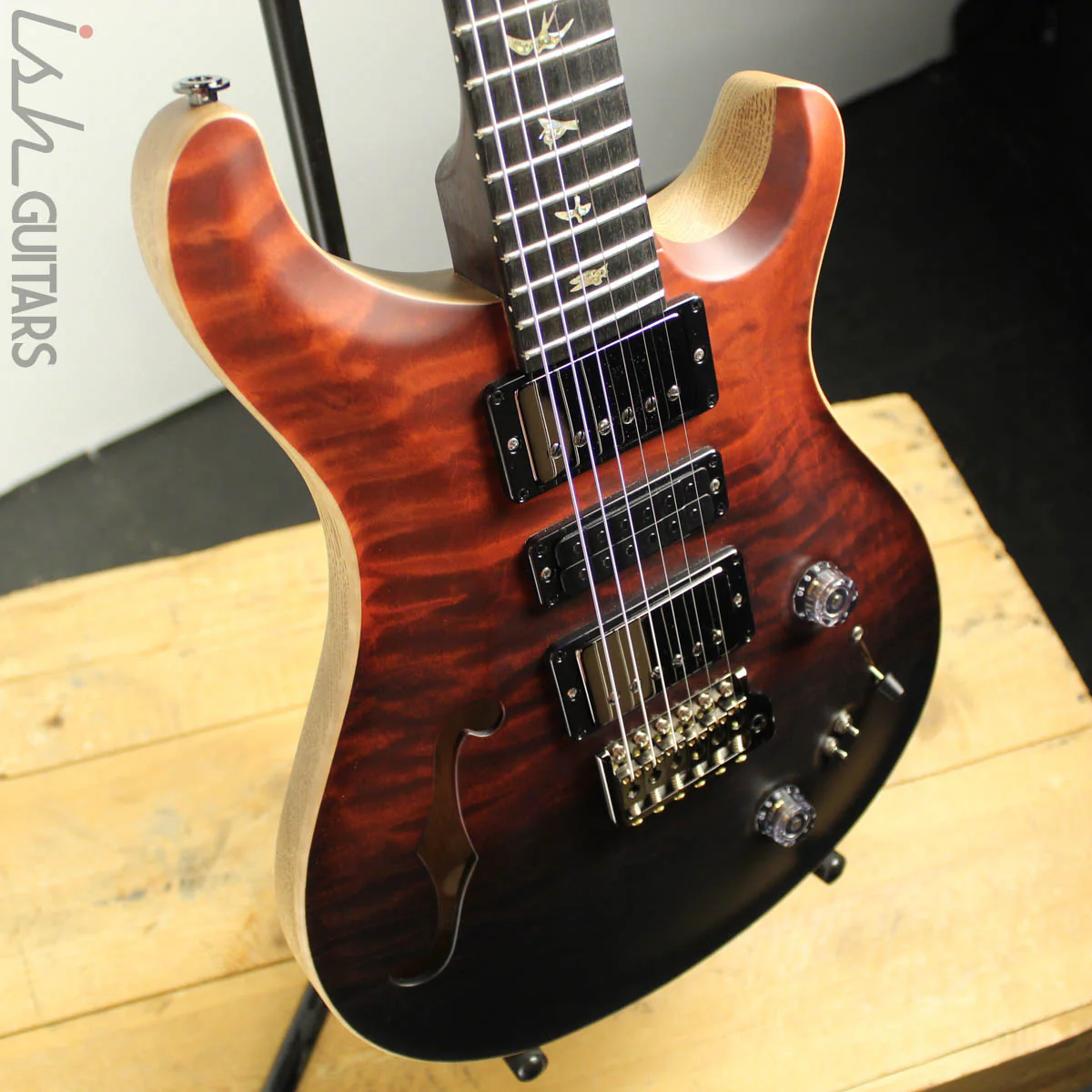 2019 Paul Reed Smith PRS Wood Library Special 22 Semi-Hollow 10 Top Red Black Fade 1 Piece Quilt - Image 8
