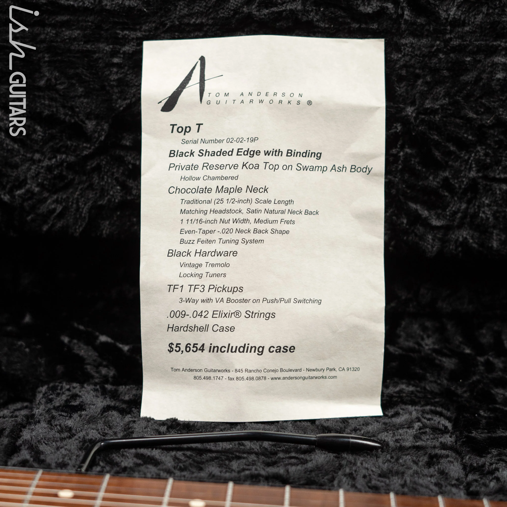 2019 Tom Anderson Top T Private Reserve Koa Top Black Shaded Edge - Image 20