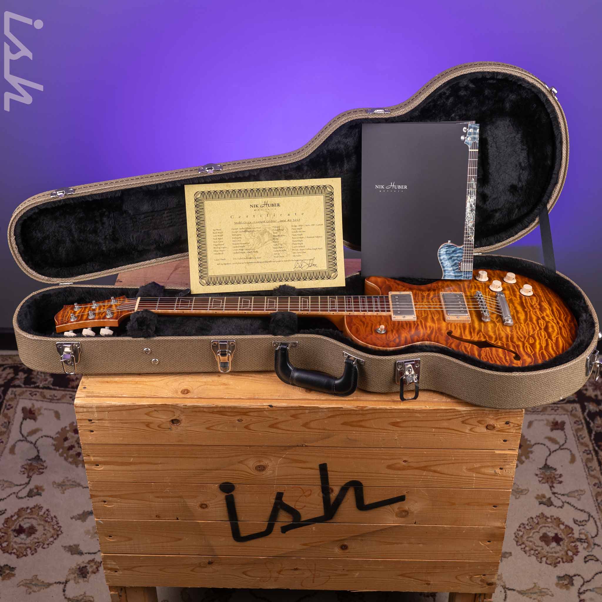 2020 Nik Huber Orca Custom Order Semi-Hollow D.S. Faded Sunburst - Image 13