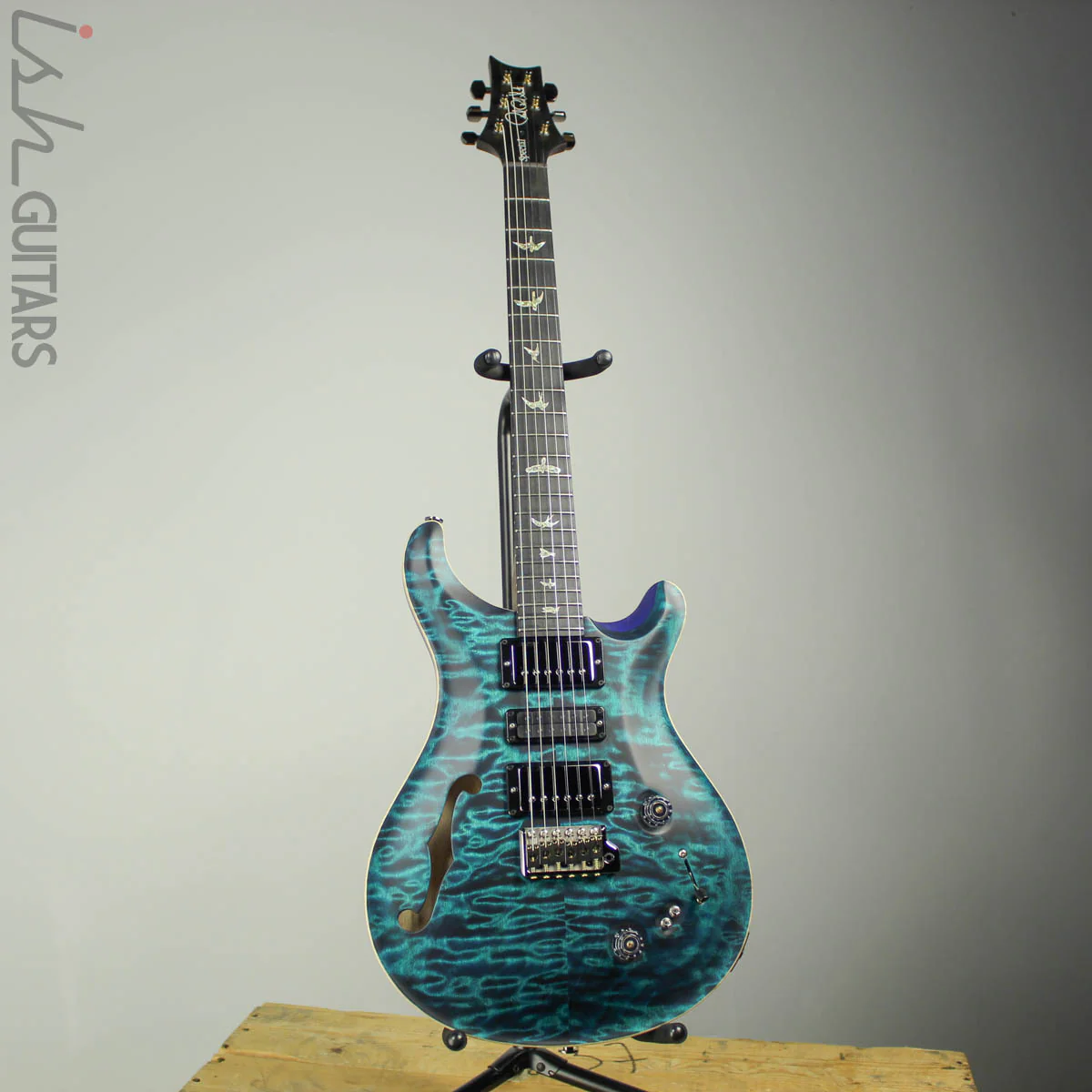 2020 Paul Reed Smith PRS Wood Library Special 22 Semi-Hollow Blue Green Satin Ash Rosewood Neck - Image 2