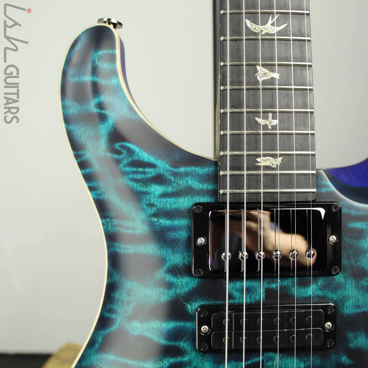 2020 Paul Reed Smith PRS Wood Library Special 22 Semi-Hollow Blue Green Satin Ash Rosewood Neck - Image 3