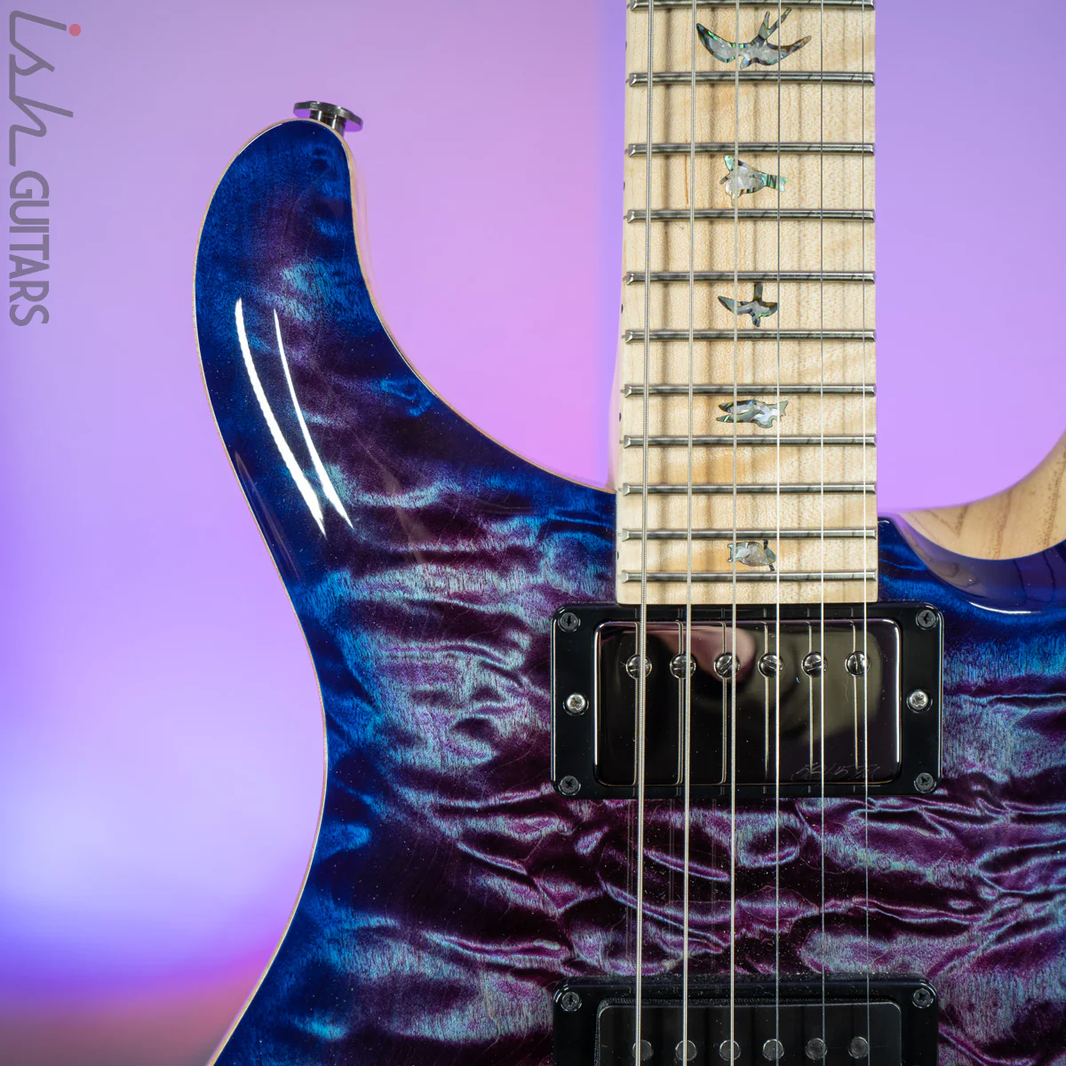 2020 PRS Custom 24 Floyd Wood Library 1 Piece Quilt Ash Violet Blue Burst - Image 3