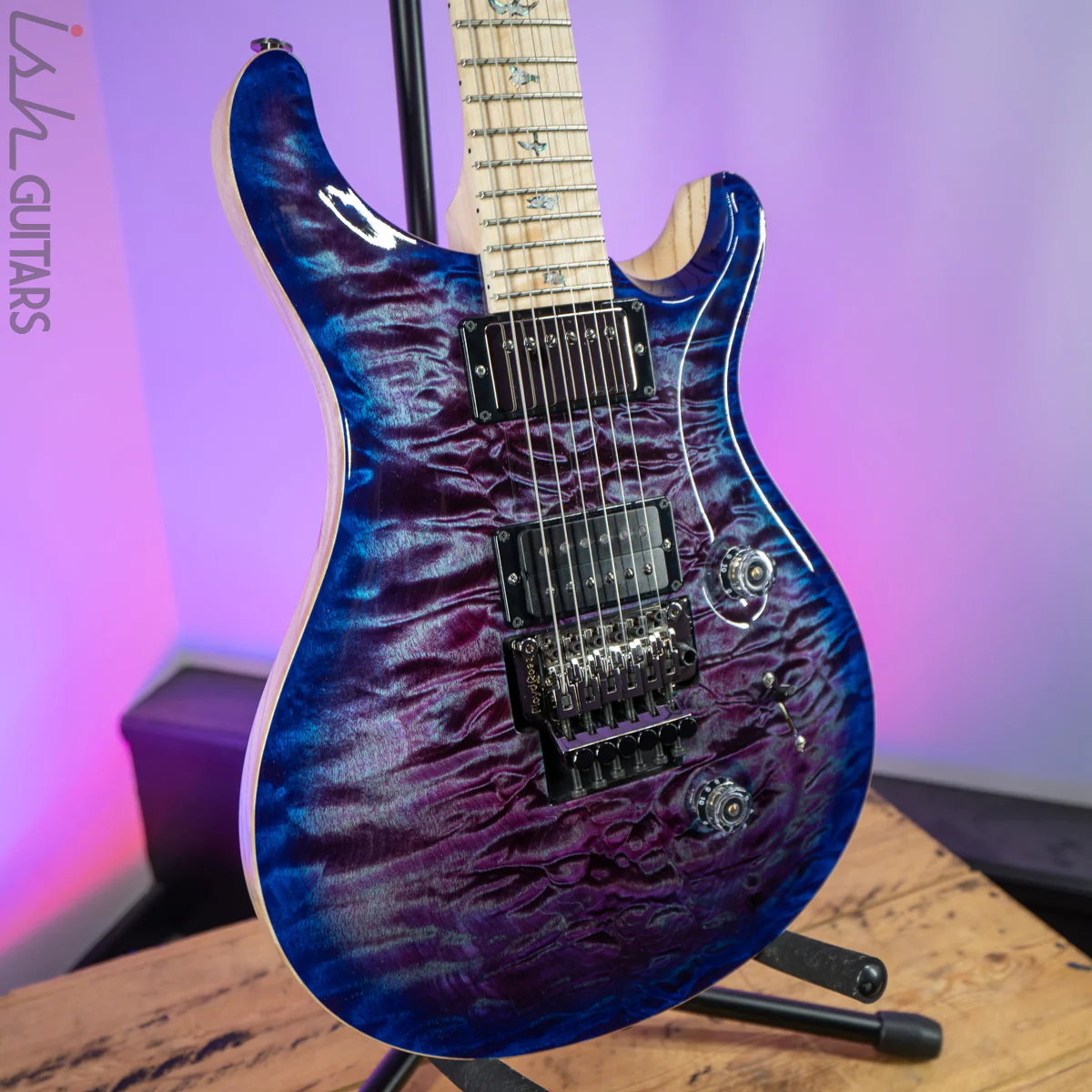 2020 PRS Custom 24 Floyd Wood Library 1 Piece Quilt Ash Violet Blue Burst - Image 5