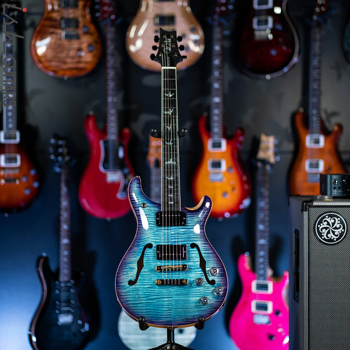 2020 PRS Hollowbody II McCarty 594 Wood Library Aqua Blue Purple Burst - Image 2