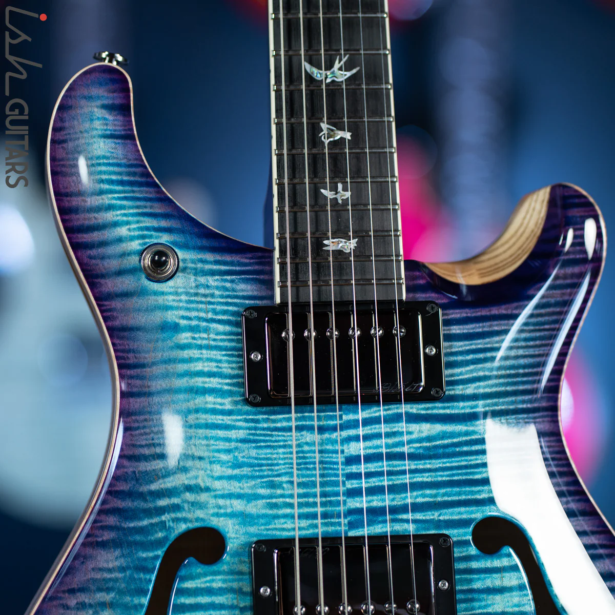 2020 PRS Hollowbody II McCarty 594 Wood Library Aqua Blue Purple Burst - Image 3