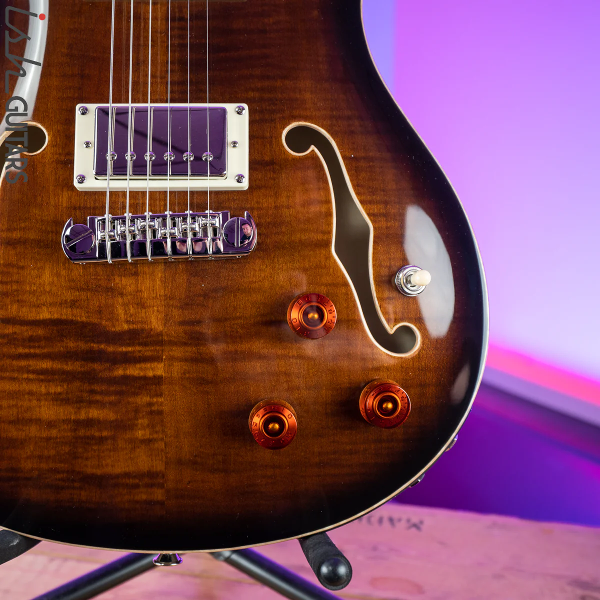 2020 PRS Paul Reed Smith SE Hollowbody II Piezo Black Gold Burst - Image 5