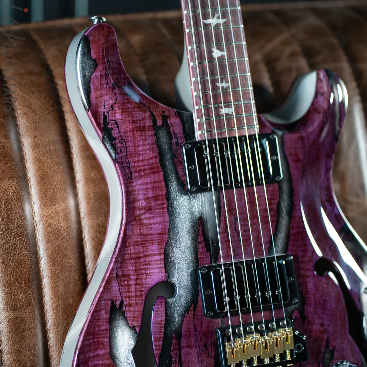 PRS Private Stock Hollowbody II Tremolo Piezo Spalted Maple Purple - Image 14