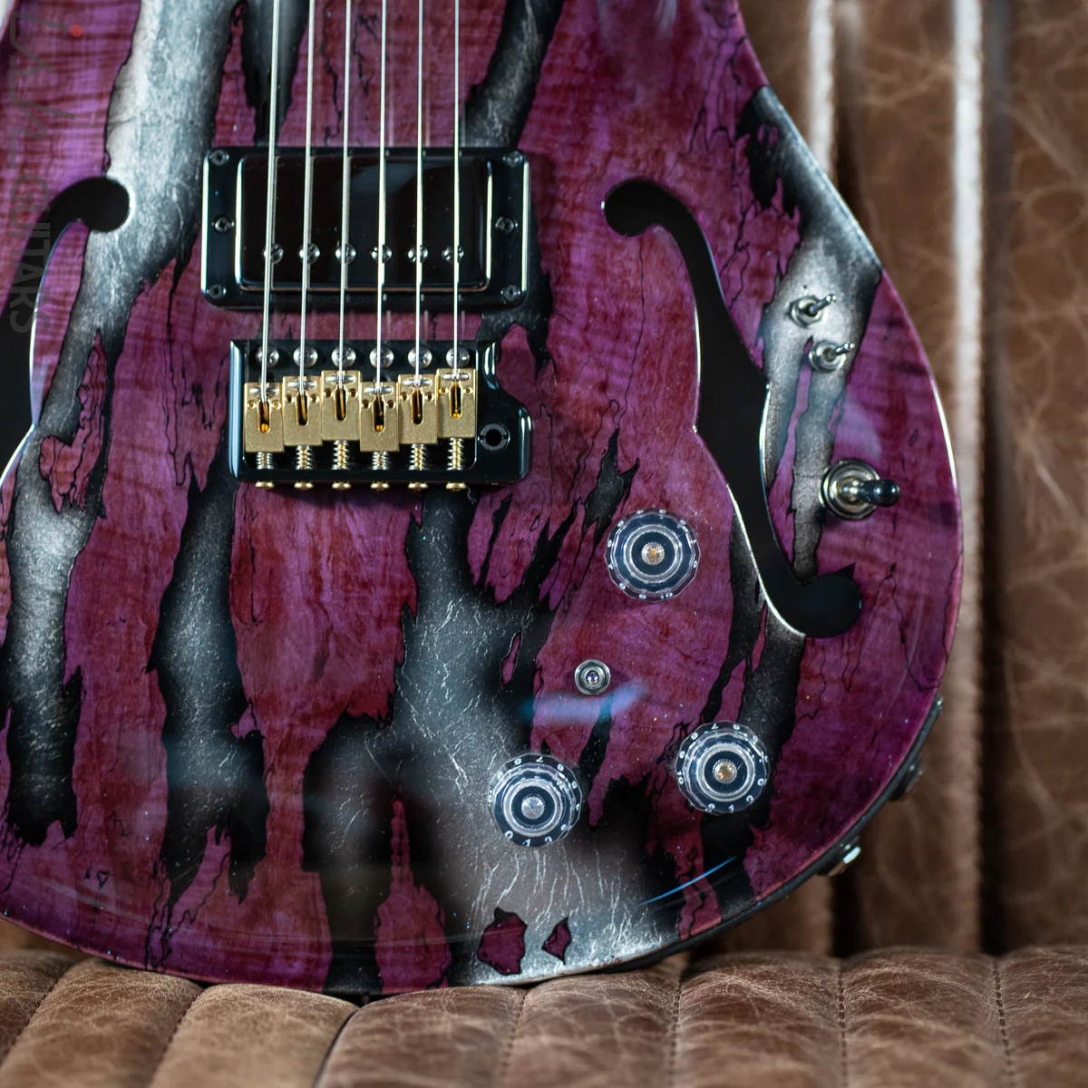 PRS Private Stock Hollowbody II Tremolo Piezo Spalted Maple Purple - Image 4