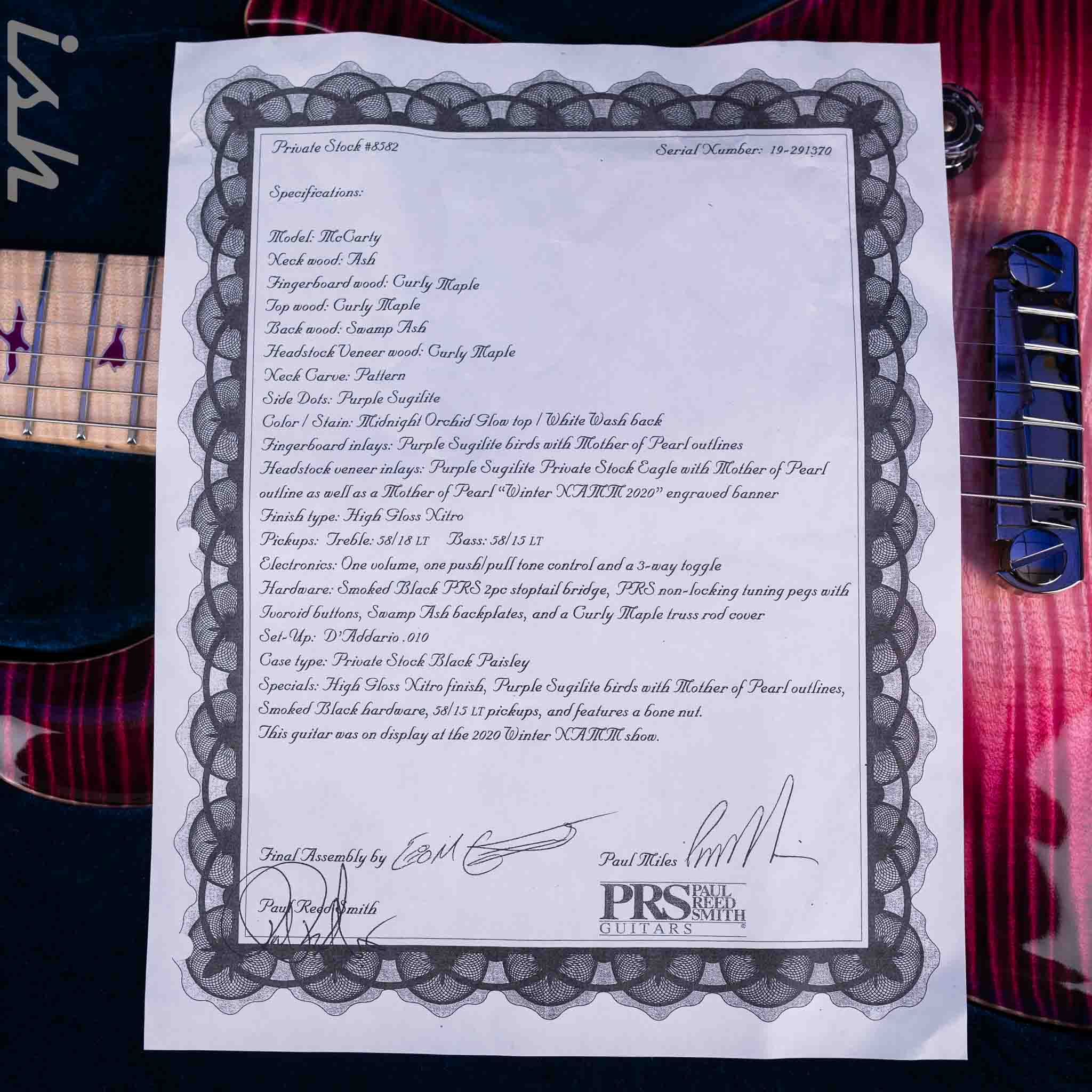 2020 PRS Private Stock McCarty Midnight Orchid Glow NAMM - Image 21