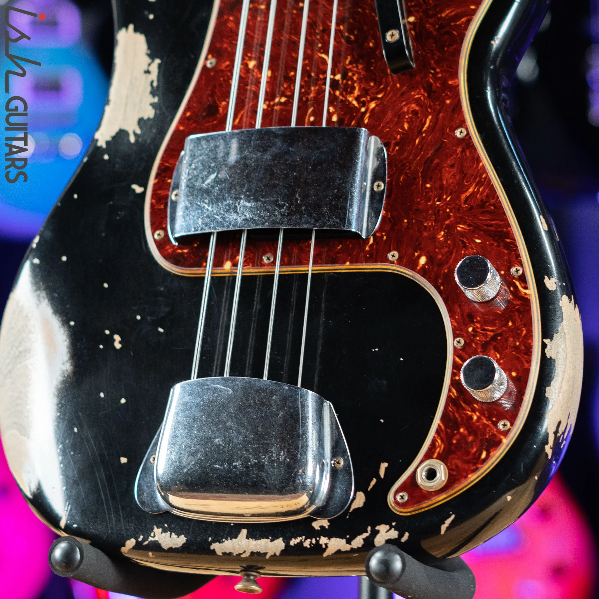 2021 Fender Custom Shop '60 Precision Bass Heavy Relic Black - Image 4