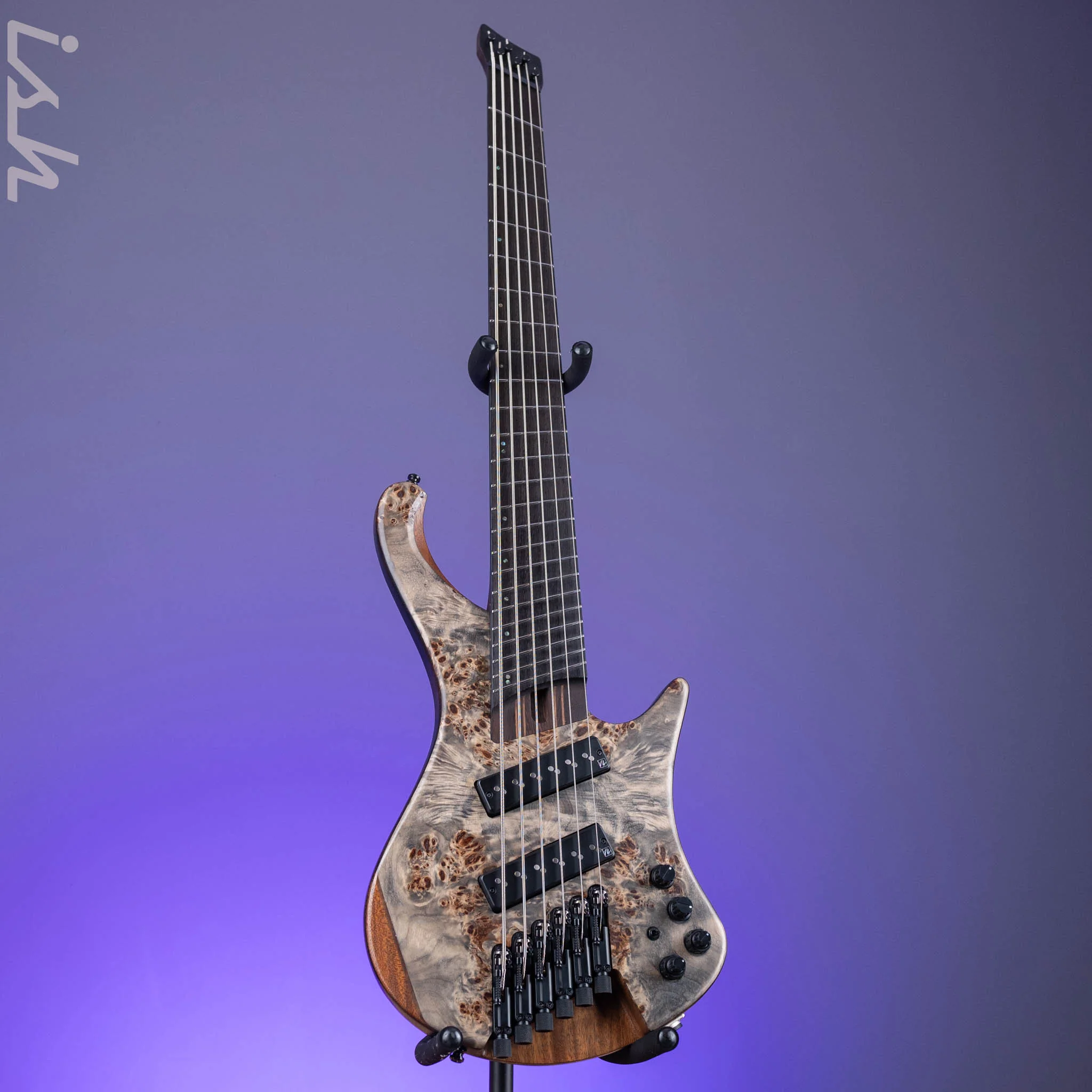 2021 Ibanez EHB1506MS 6-String Bass Black Ice Flat - Image 2