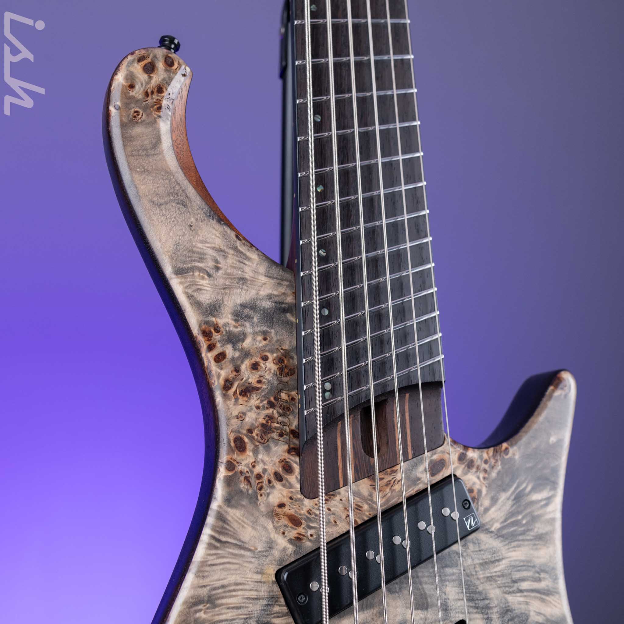 2021 Ibanez EHB1506MS 6-String Bass Black Ice Flat - Image 3