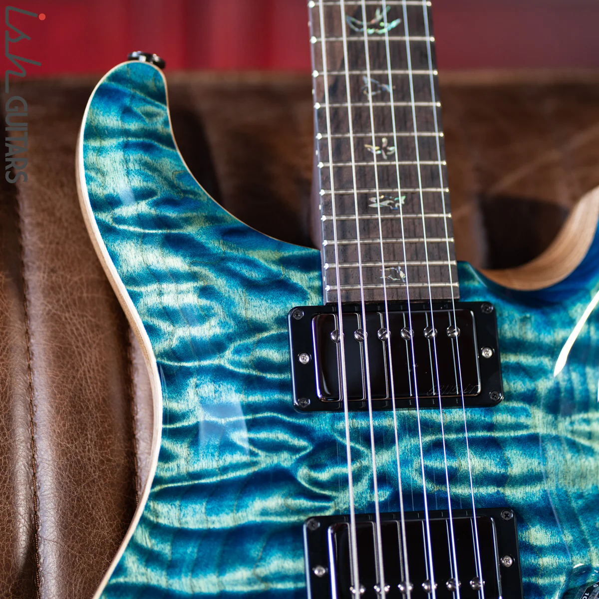 PRS Custom 24 Wood Library River Blue One Piece Quilt 10 Top Rosewood Neck - Image 3