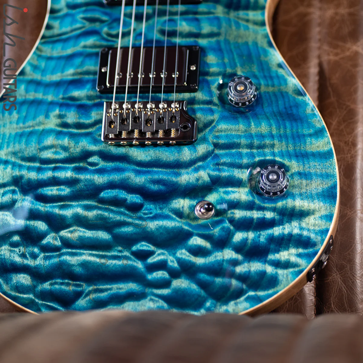 PRS Custom 24 Wood Library River Blue One Piece Quilt 10 Top Rosewood Neck - Image 4