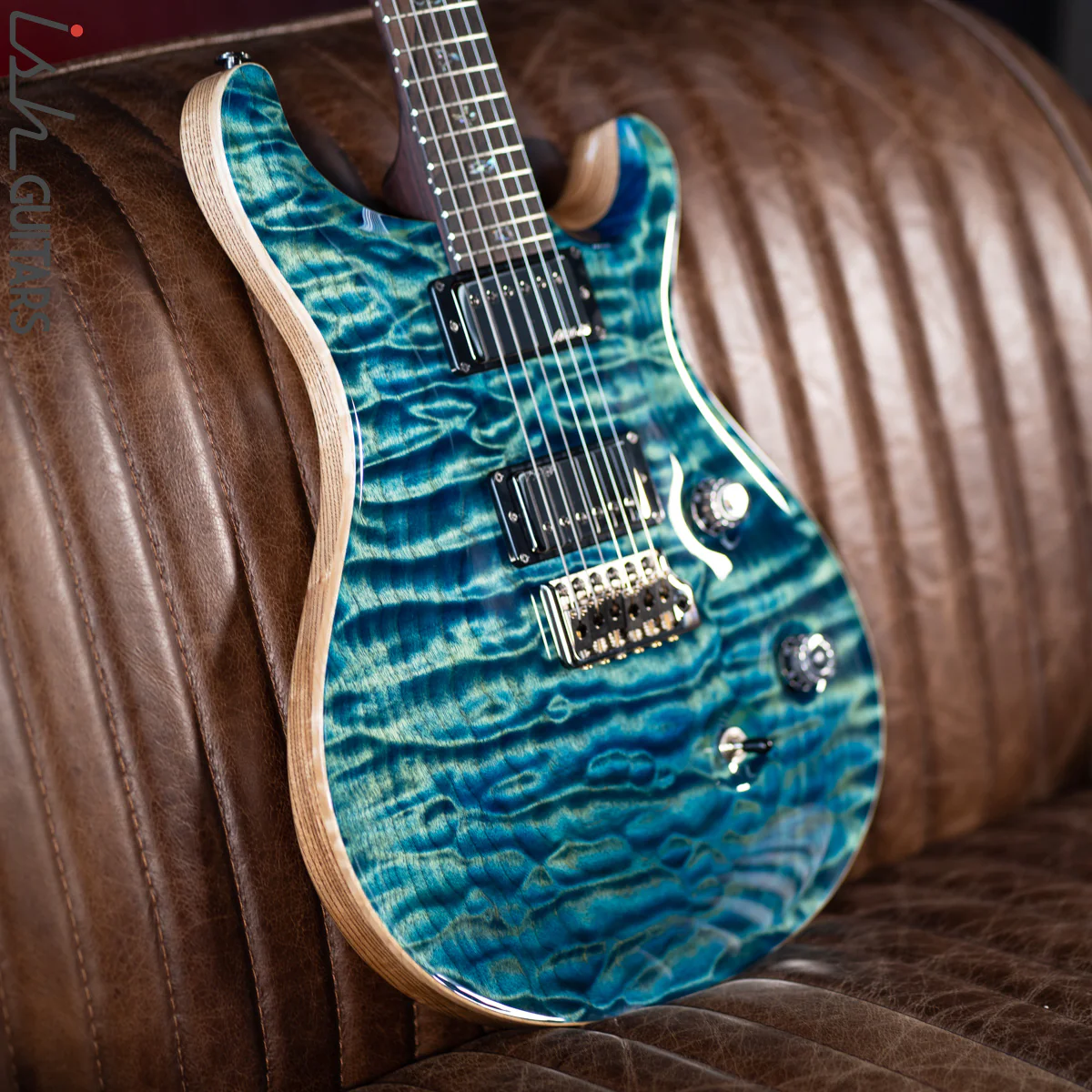 PRS Custom 24 Wood Library River Blue One Piece Quilt 10 Top Rosewood Neck - Image 5