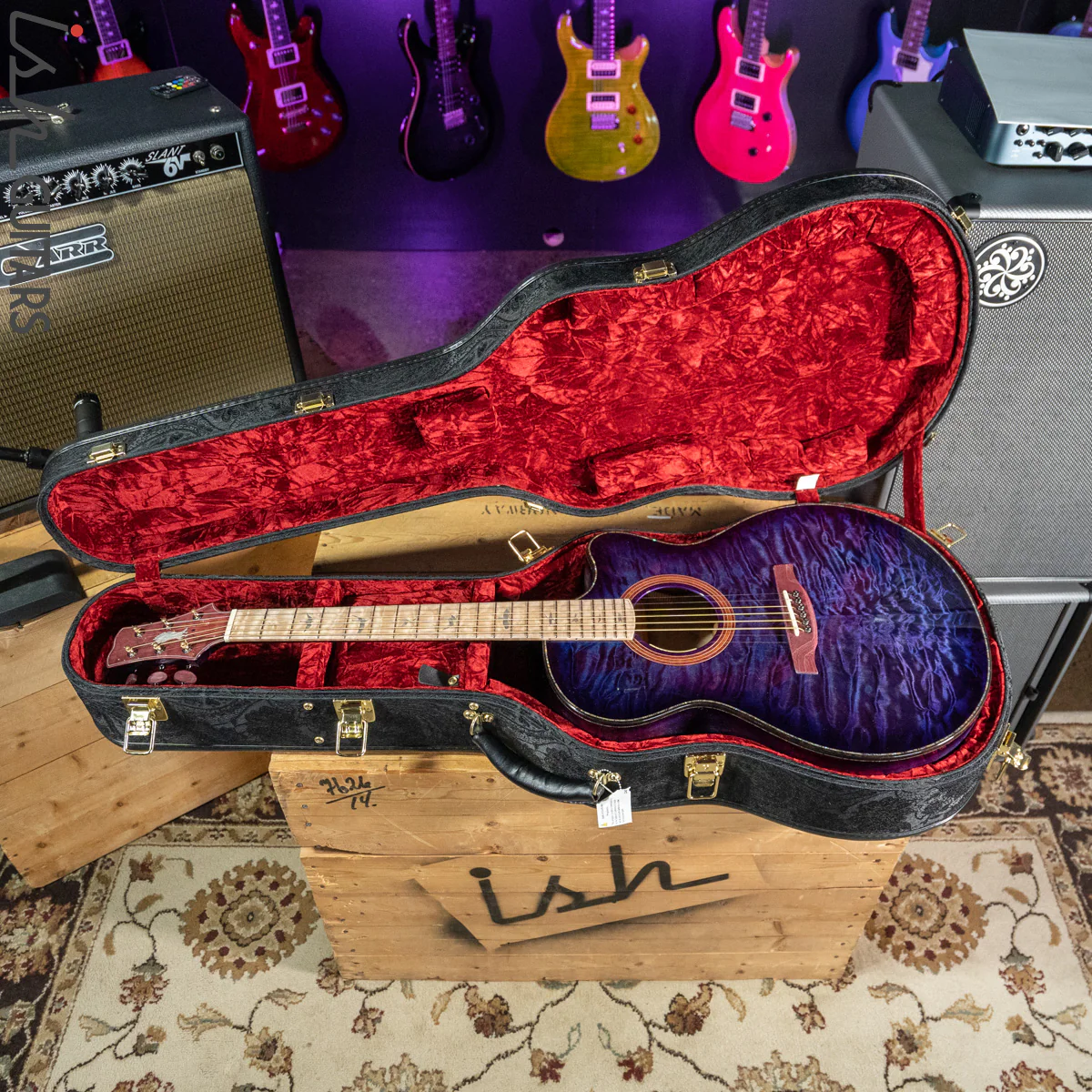 PRS Private Stock Angelus Acoustic Aqua Violet Smoked Burst - Image 20