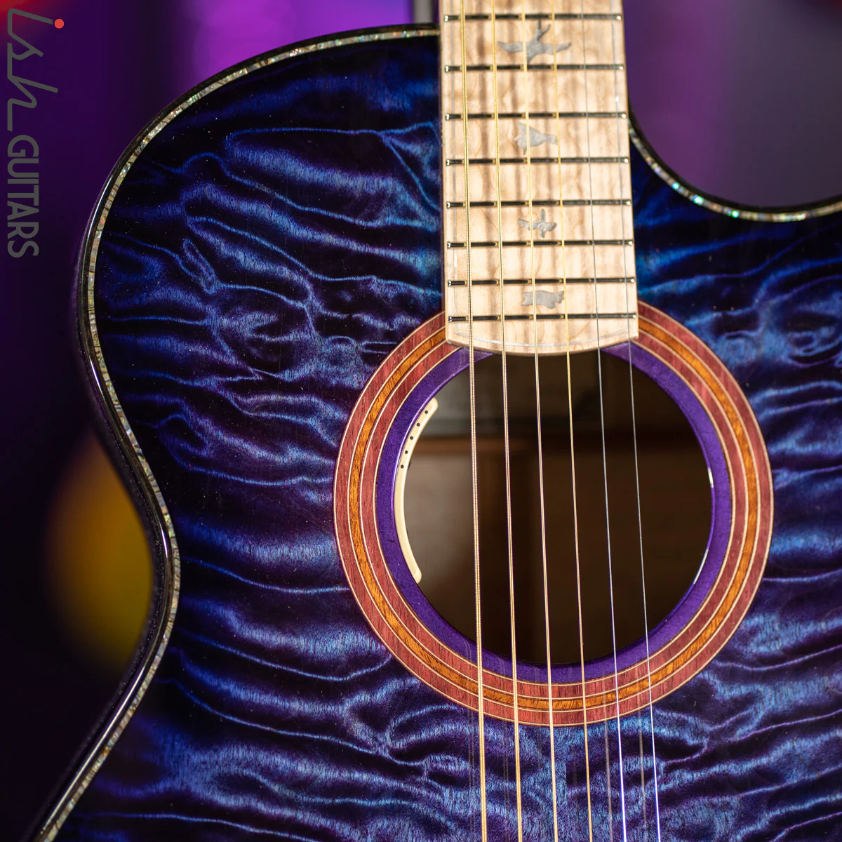 PRS Private Stock Angelus Acoustic Aqua Violet Smoked Burst - Image 3