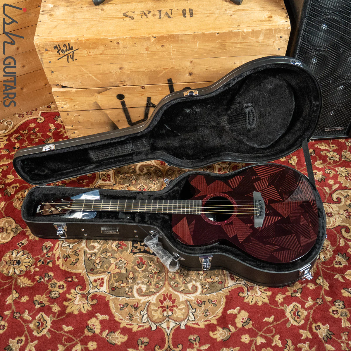 2021 RainSong BI-WS1000N2C Black Ice Acoustic Guitar Ish Exclusive Cranberry Red - Image 11